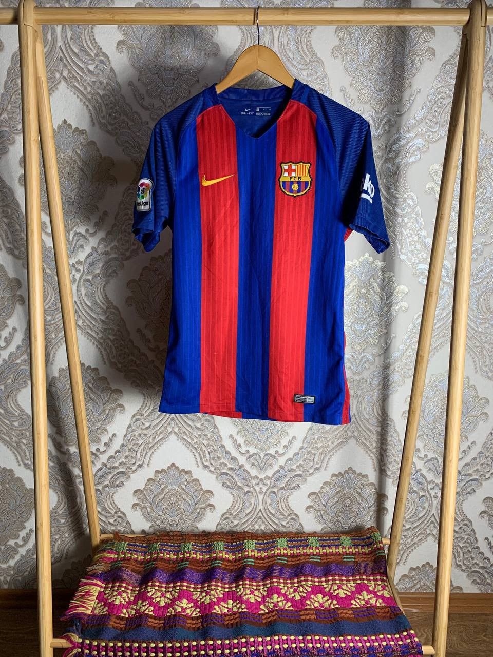 Pre-owned Nike X Soccer Jersey Vintage Nike Fc Barcelona Messi 10 Soccer Jersey Y2k Drill In Blue