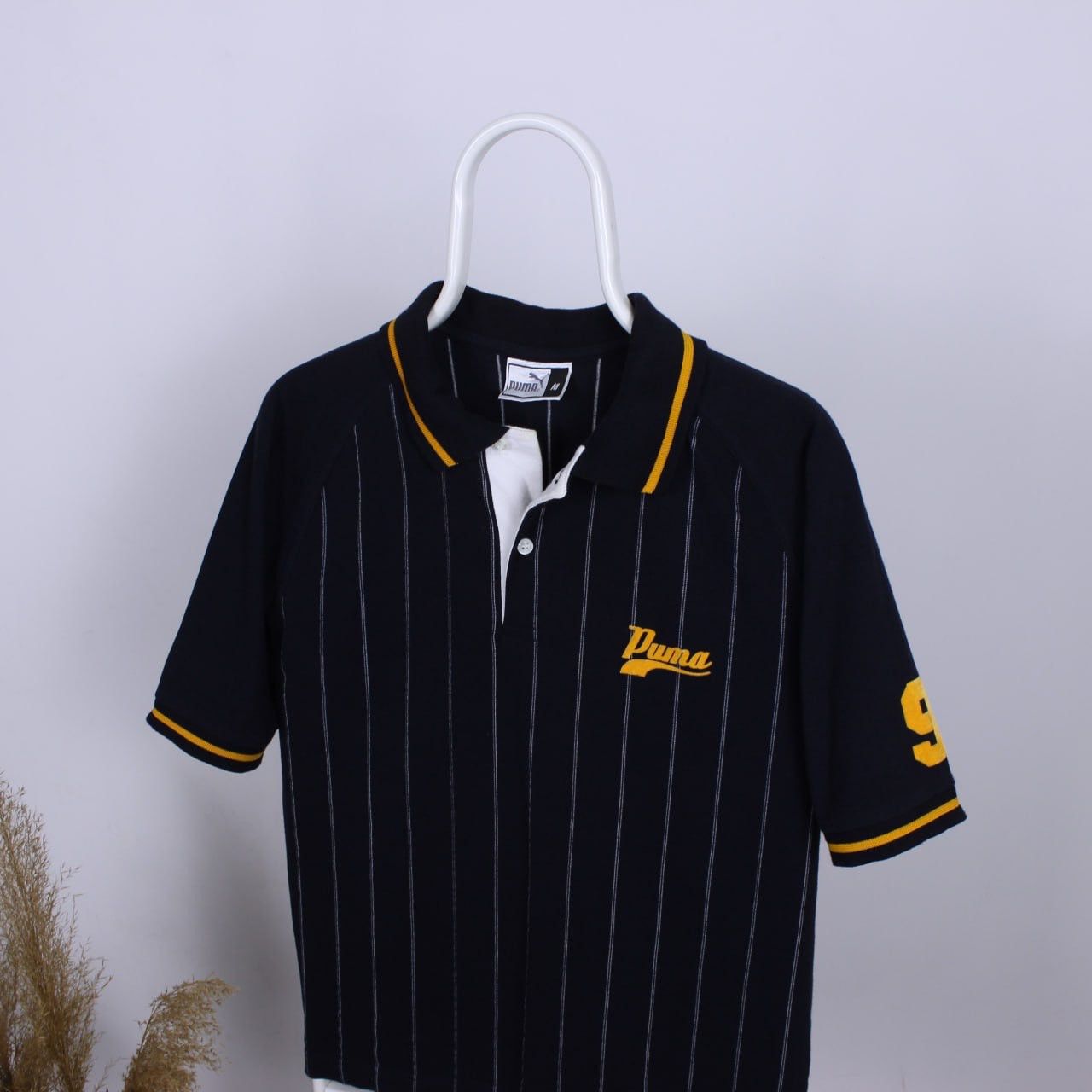 Puma Vintage Puma Polo Striped Yellow Tipped Logo Spellout VGC Size US M / EU 48-50 / 2 - 1 Thumbnail
