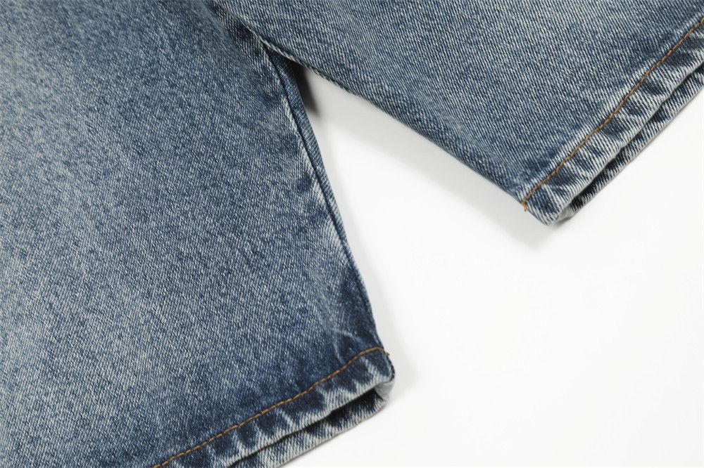 American retro washed men's distressed punk denim shorts