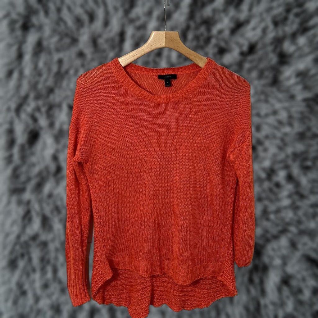 J.Crew J. Crew Linen Sweater Womens Small Orange Long Sleeve Size S / US 4 / IT 40 - 1 Thumbnail