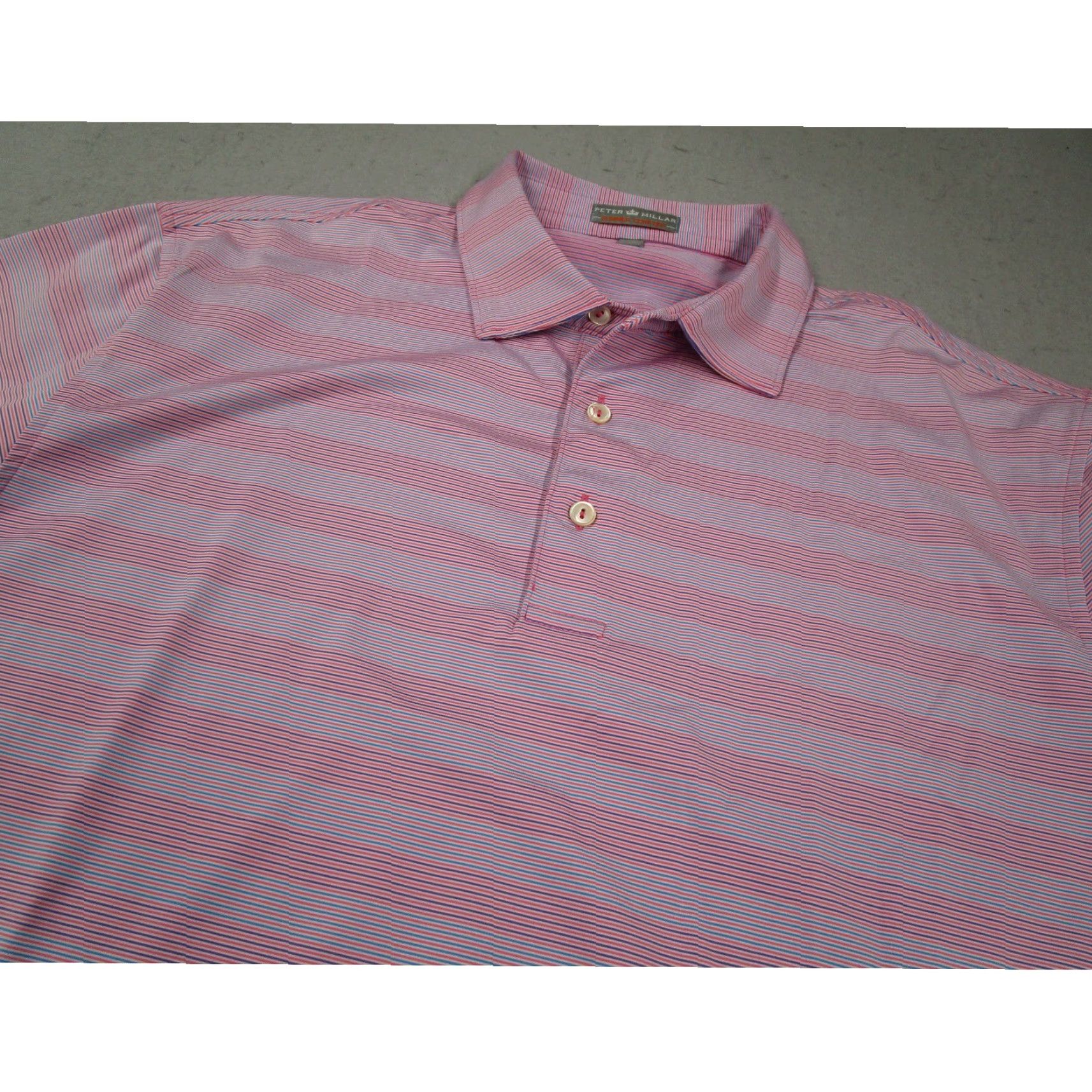 Peter Millar Peter Millar Summer Comfort Polo Shirt Mens Large Pink Blue Stripe MS14EK28S Size US L / EU 52-54 / 3 - 2 Thumbnail