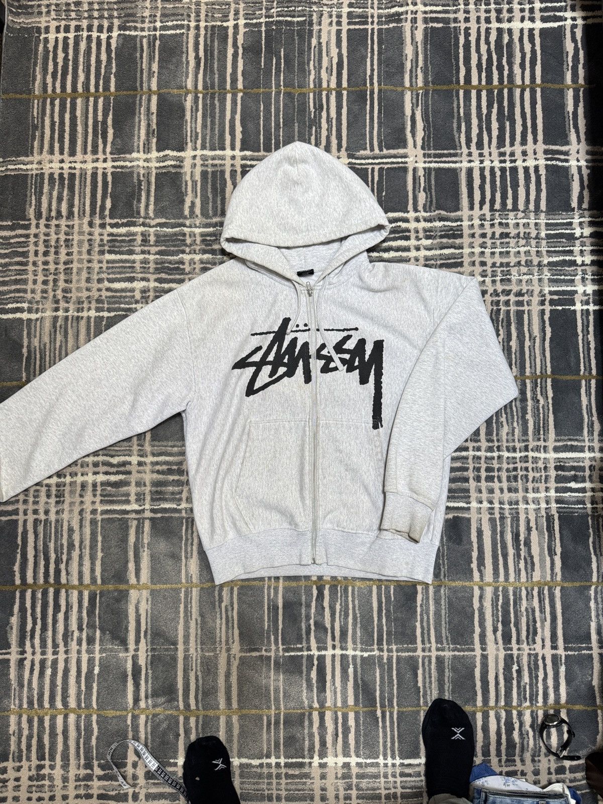 Streetwear × Stussy Grey Stussy Guam Zip Up Hoodie | Grailed