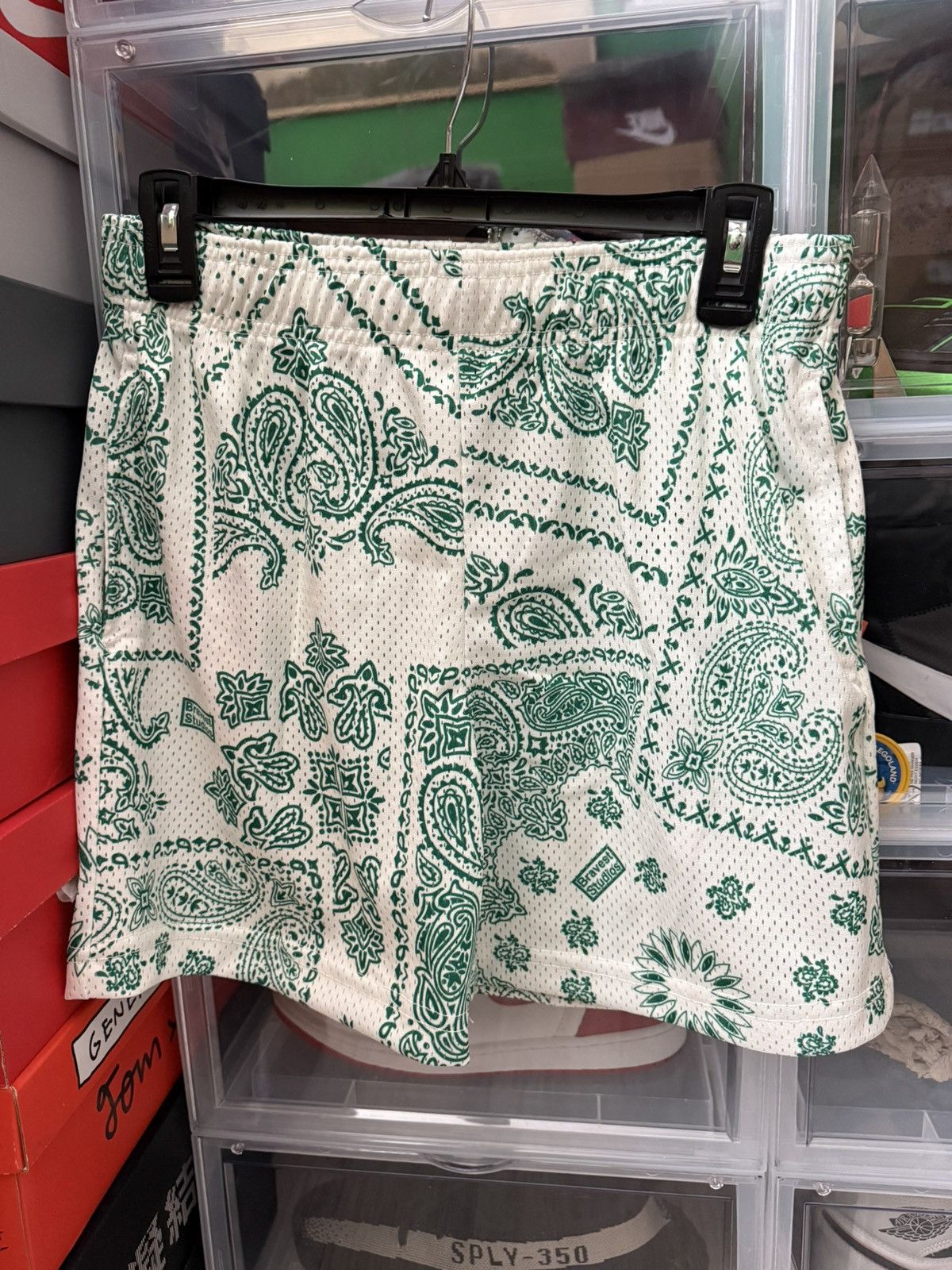 Bravest Studios Bravest Studios Green Paisley Mesh Shorts Size US 32 / EU 48 - 2 Thumbnail