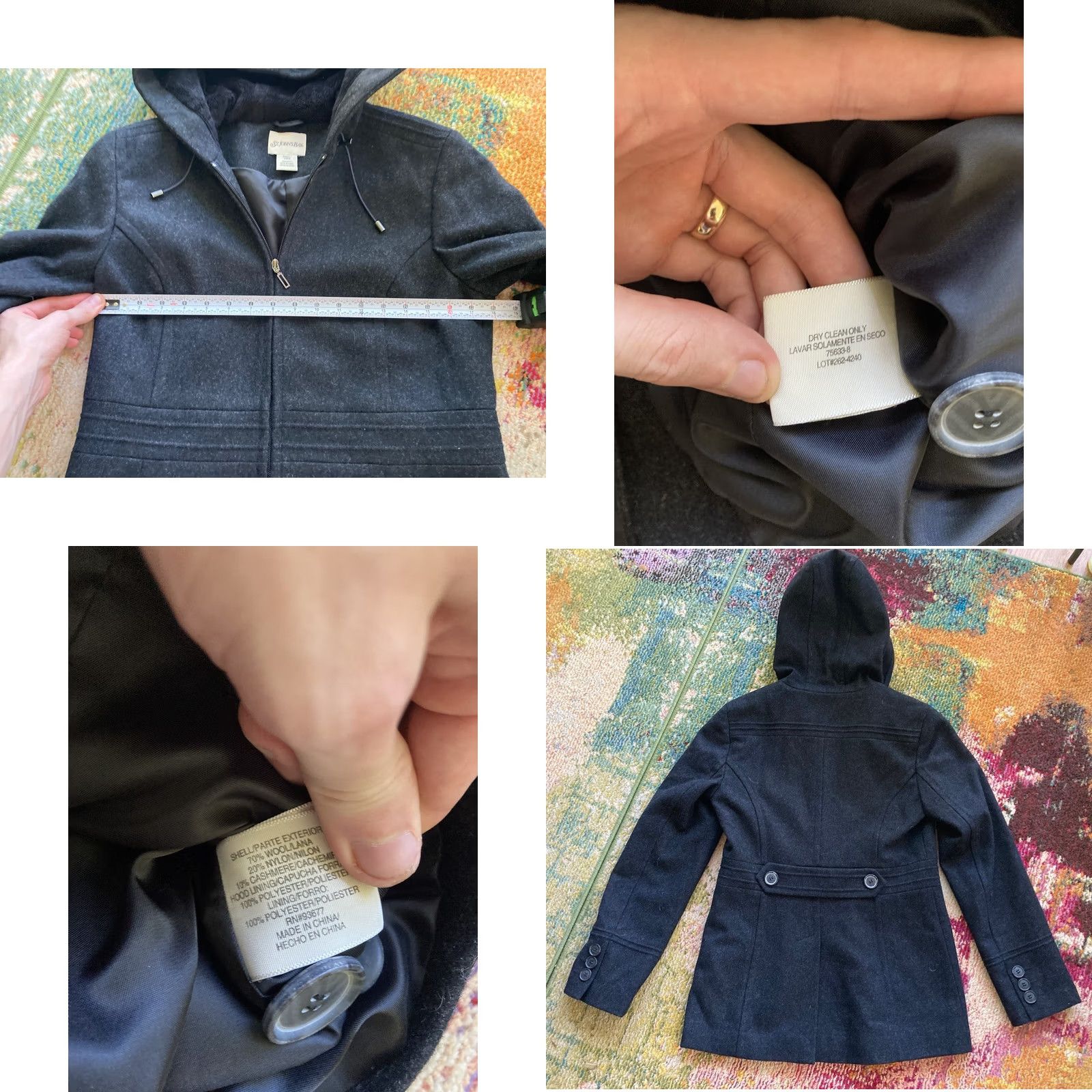 Vintage VINTAGE St. John's Bay Coat Womens Small Wool Hooded Jacket Black Size S / US 4 / IT 40 - 8 Thumbnail