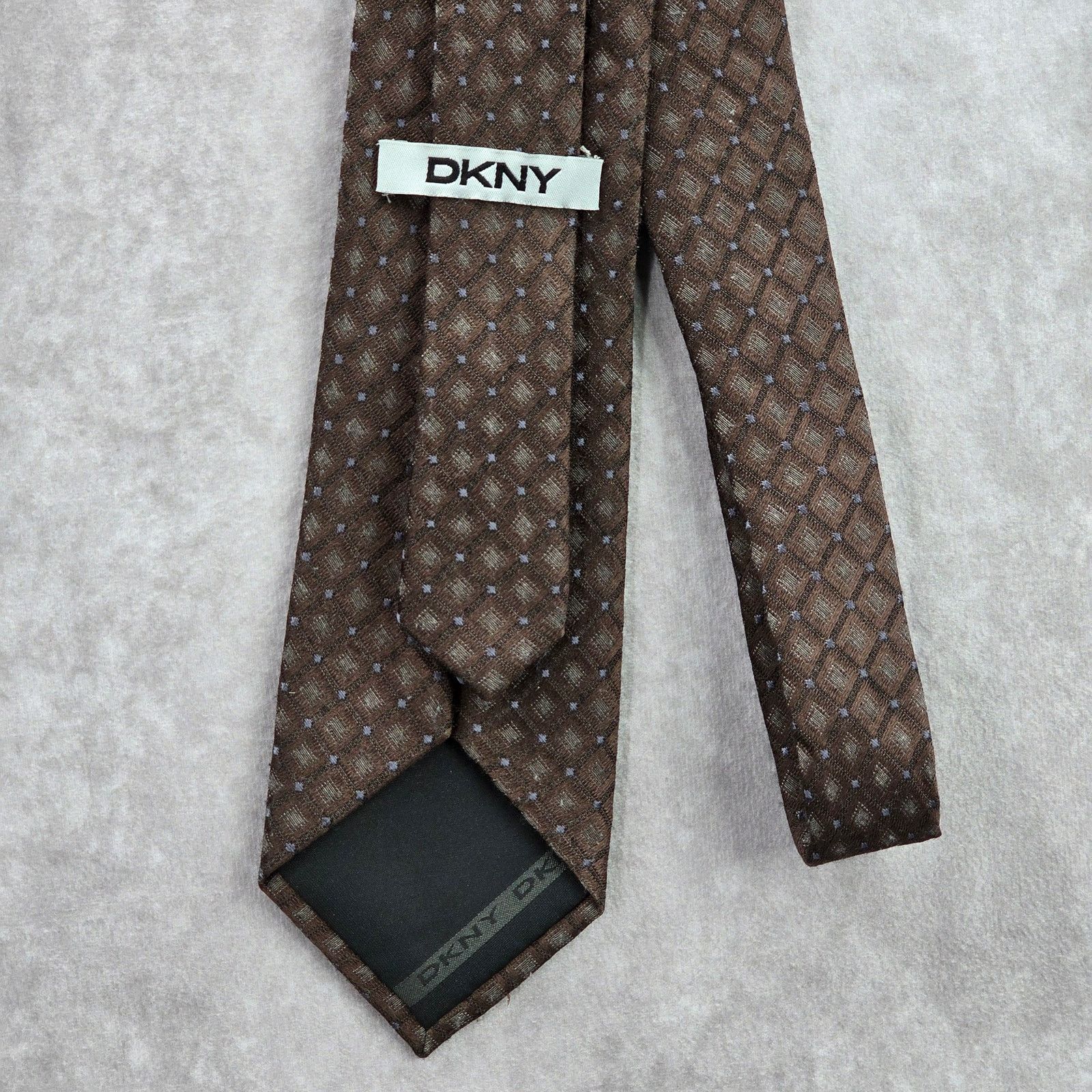 DKNY DKNY Brown Gray Stripe Repp 32% Silk 68% Poly Men's Neck Tie Size 30 - 3 Thumbnail