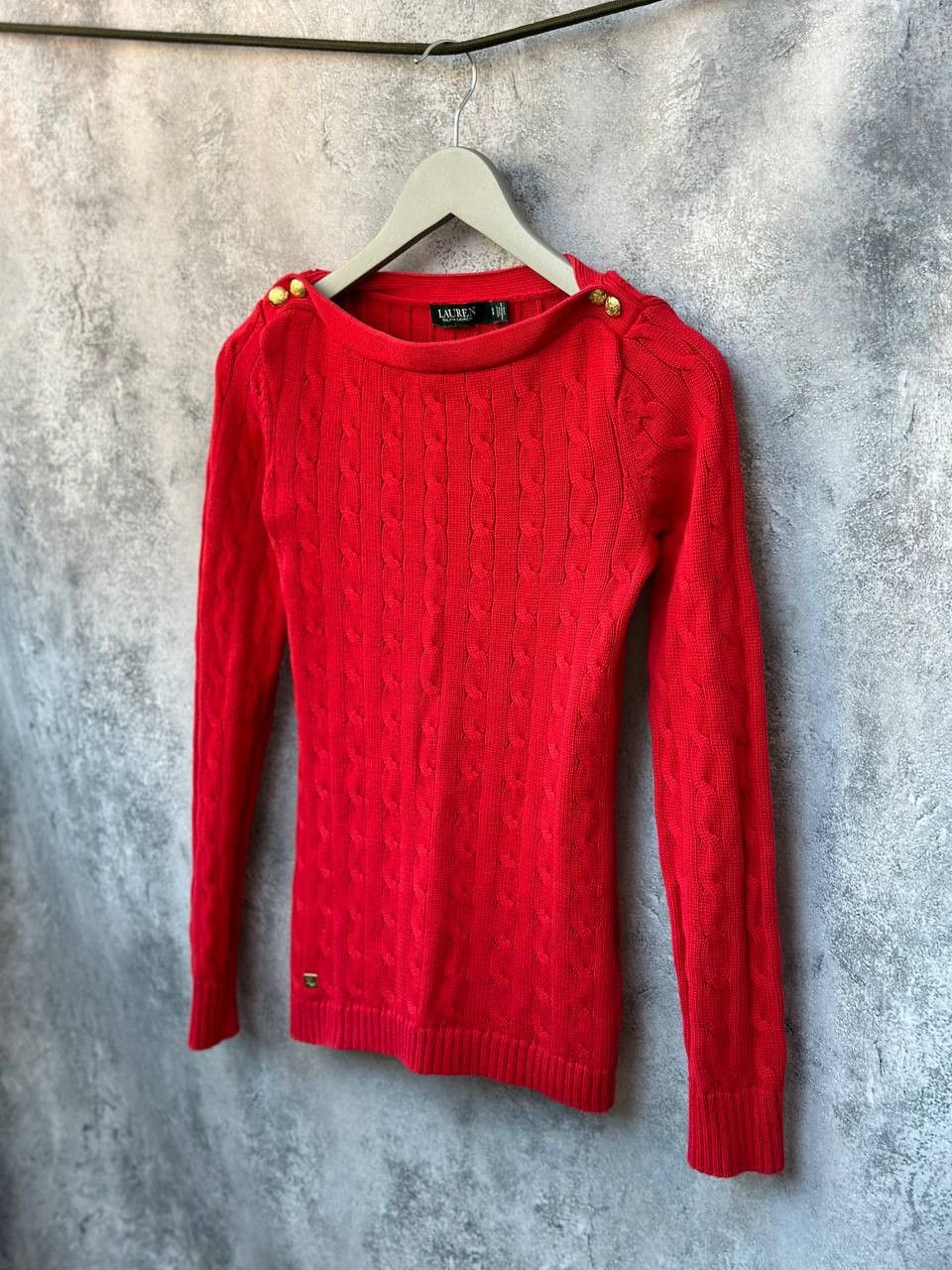 Lauren Ralph Lauren Lauren Ralph Lauren Cable Knit Sweater Red Jumper Boat Neck Size S / US 4 / IT 40 - 1 Thumbnail