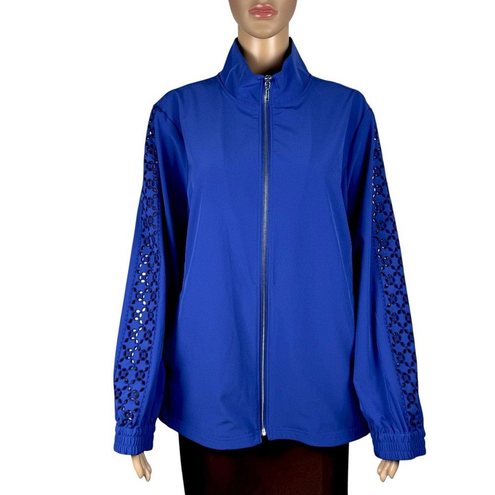 Chicos Chico's Neema Cutwork Rich Cobalt Jacket Size 3 US XL Size XL / US 12-14 / IT 48-50 - 1 Thumbnail