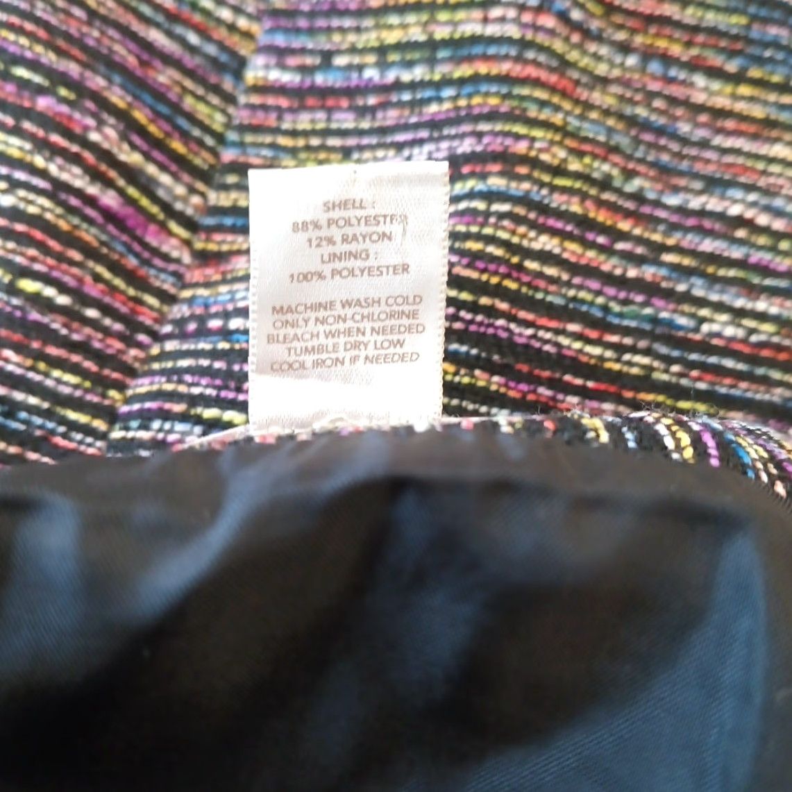 Loft LOFT Skirt Women Short Pencil Multicolor Striped Pockets Lined Slit Size 14 Knit Polyester Rayon Regular, Machine Washable Size 36" / US 14 / IT 50 - 8 Thumbnail