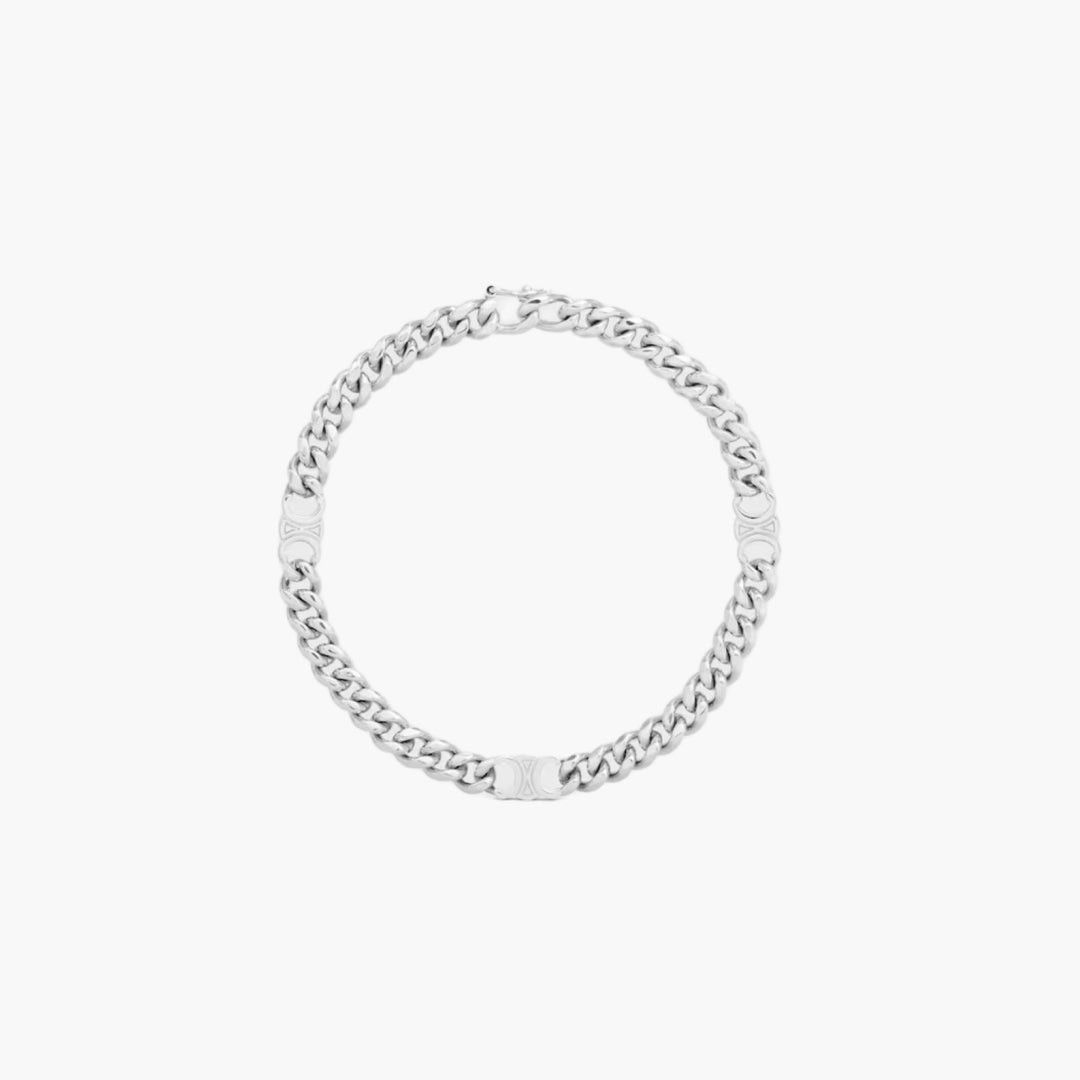 Celine Triomphe Small Gourmette Bracelet in Brass w Rhodium Finish Size ONE SIZE - 1 Preview