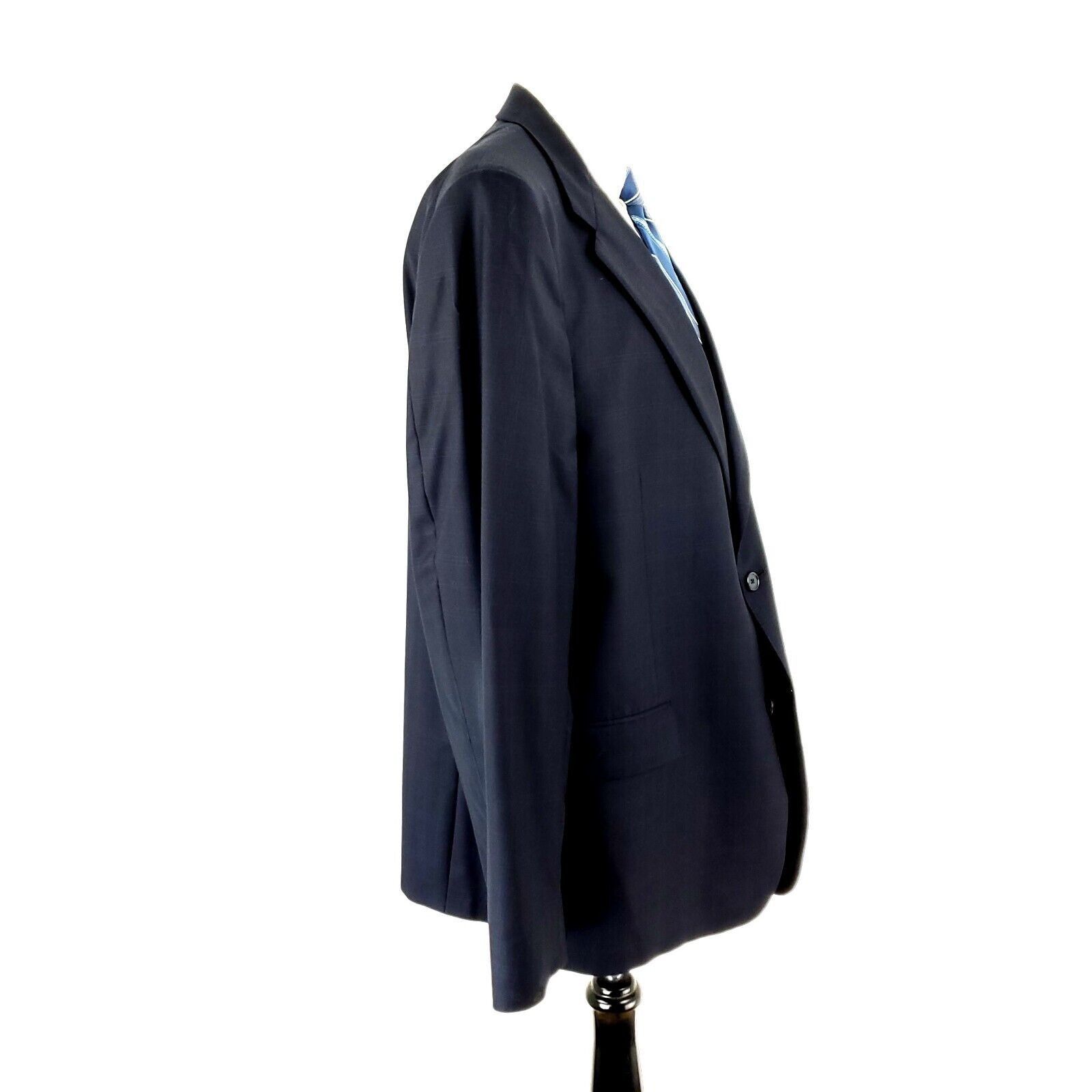 Hart Schaffner Marx Hart Schaffner Marx Wool 2 Button Blazer 46R Blue Windowpane Size 46R - 6 Thumbnail