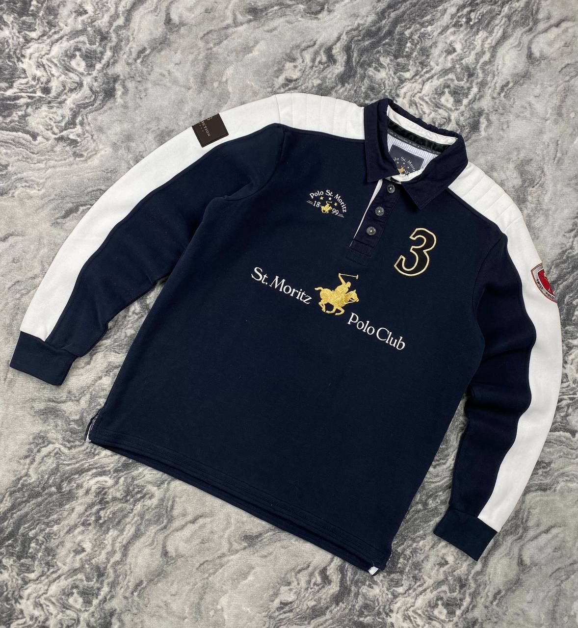Vintage Polo Club St Moritz Switzerland Rugby Sweatshirt Big Logo Size US XL / EU 56 / 4 - 1 Thumbnail
