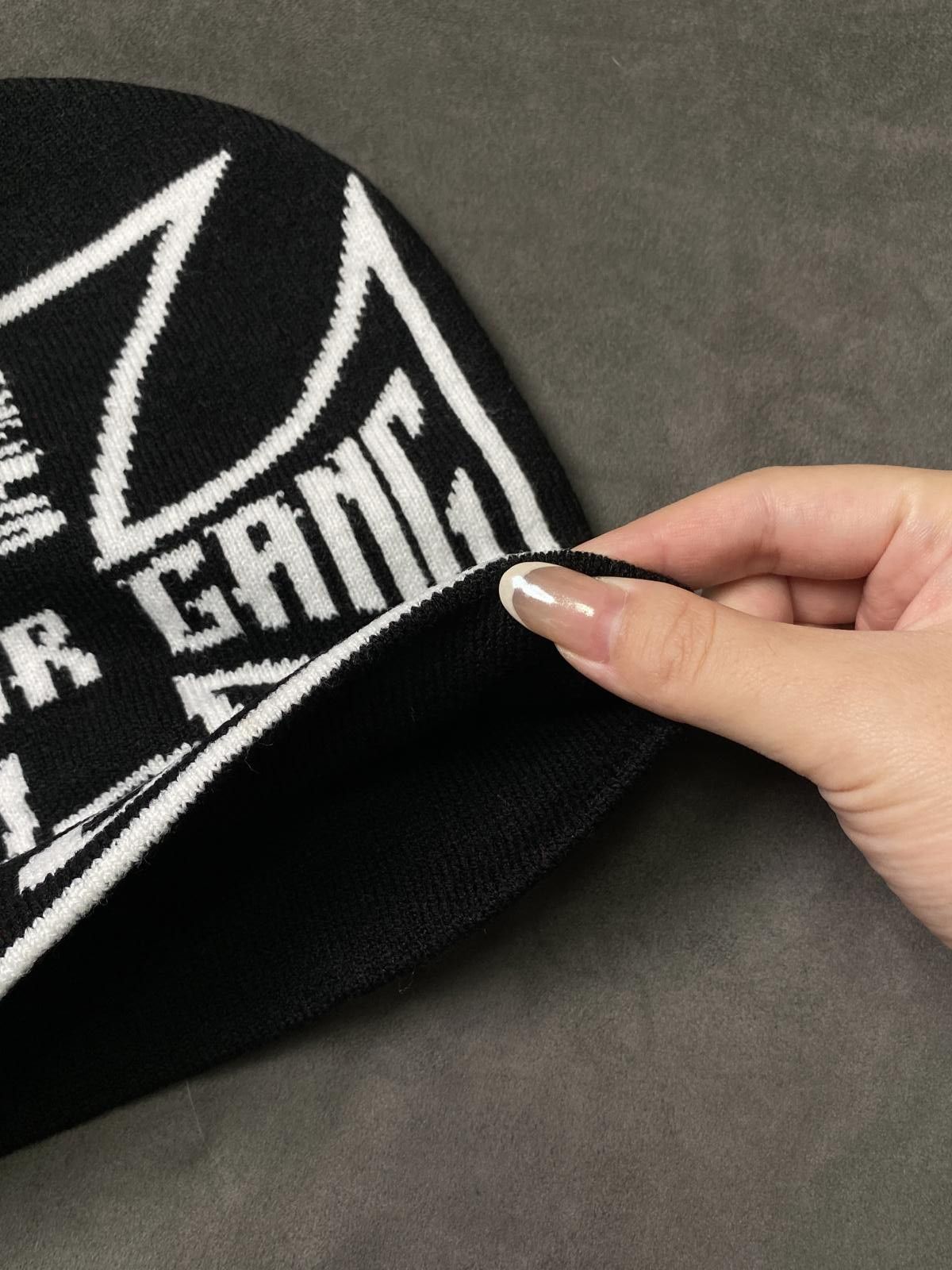 Japanese Brand District8ny 8keys Motorgang Skully No Cuff Knit Black Beanie Size ONE SIZE - 7 Thumbnail