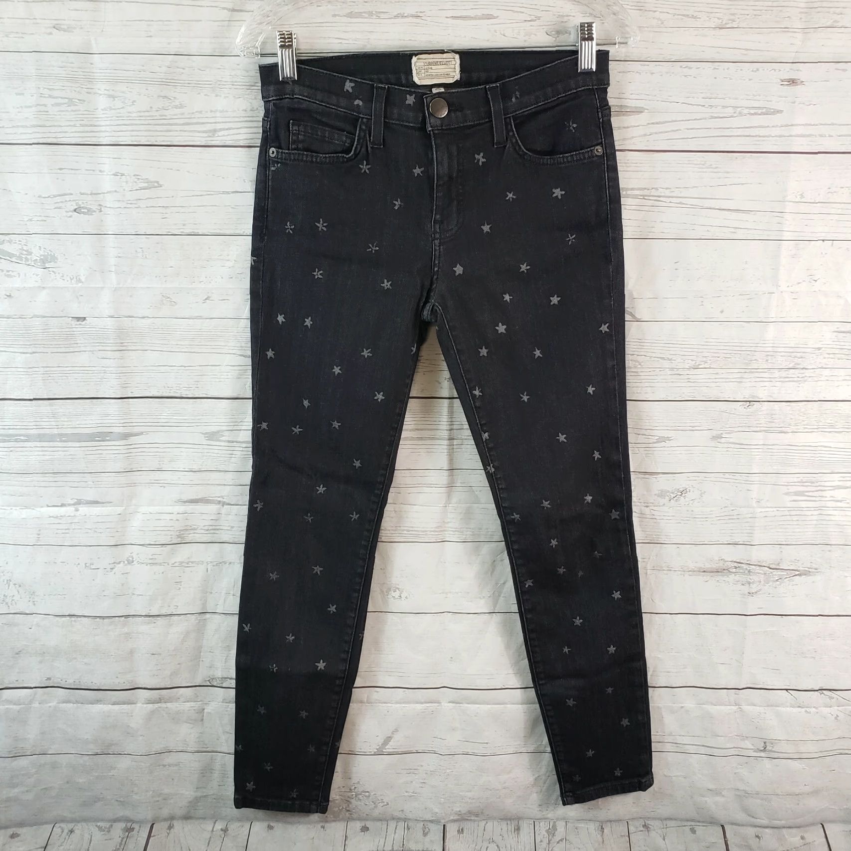 Vintage Current/Elliott Womens Stiletto Skinny Jeans Sz 28 Washed Black Stars Mid Rise Jeans Women 28 Black Stars Size 28" / US 6 / IT 42 - 2 Thumbnail