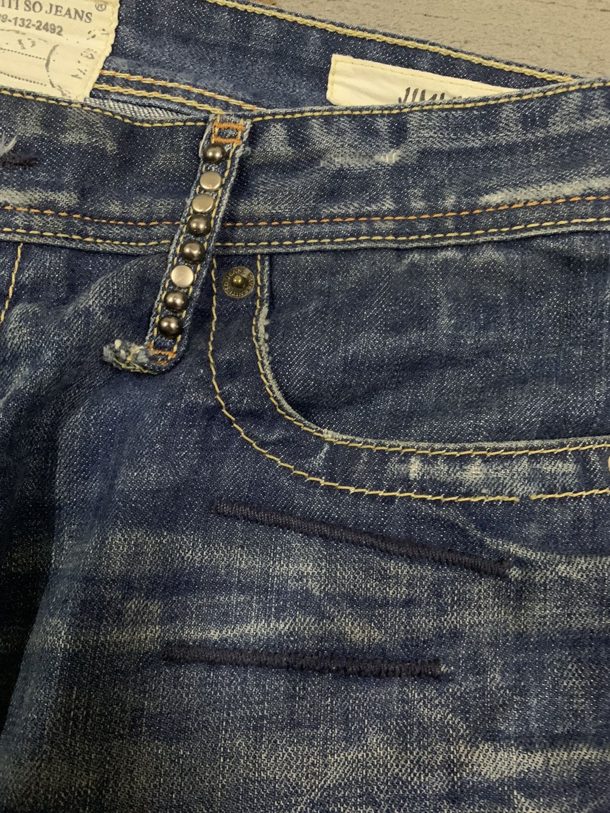 Tornado Mart Vintage Jimmy Taverniti Studded Flare Distress Grunge Jeans Size US 31 - 6 Thumbnail