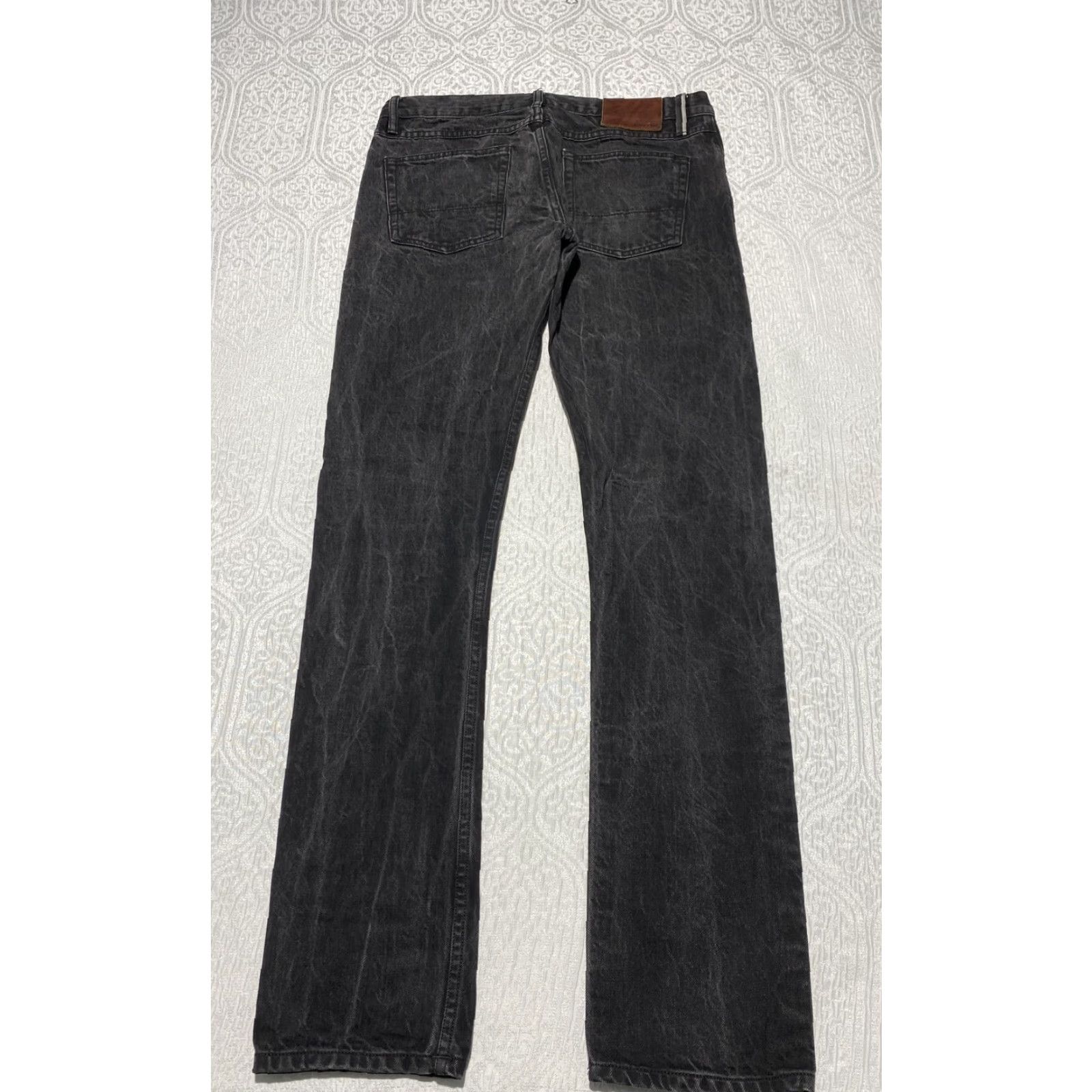 Gustin Gustin Jeans Men’s 33x35 Black Skinny Selvedge Raw Denim Button Fly USA Jeans Size US 33 - 2 Thumbnail