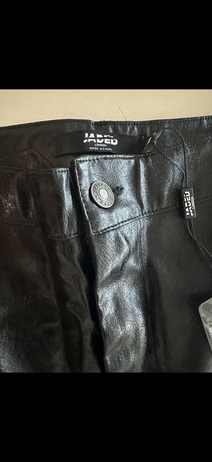 Jaded London black panelied cracked vegan leather jeans Size US 32 / EU 48 - 3 Thumbnail