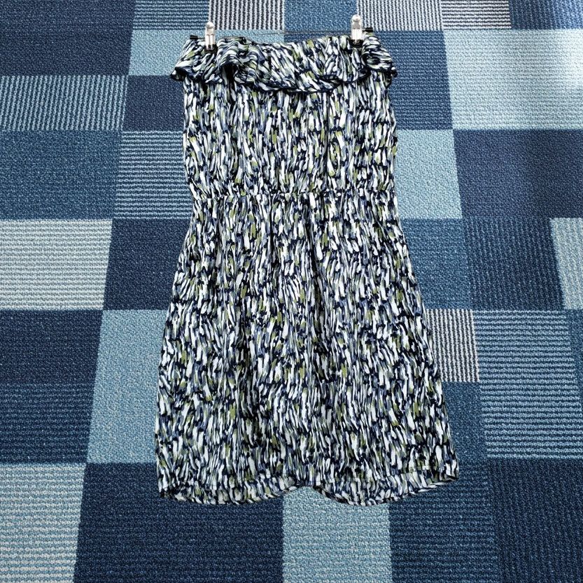 Gap Gap Dress Womens M Medium Blue Mini Printed Ruffles Strapless Overlap Polyester Dress Size M / US 6-8 / IT 42-44 - 1 Thumbnail