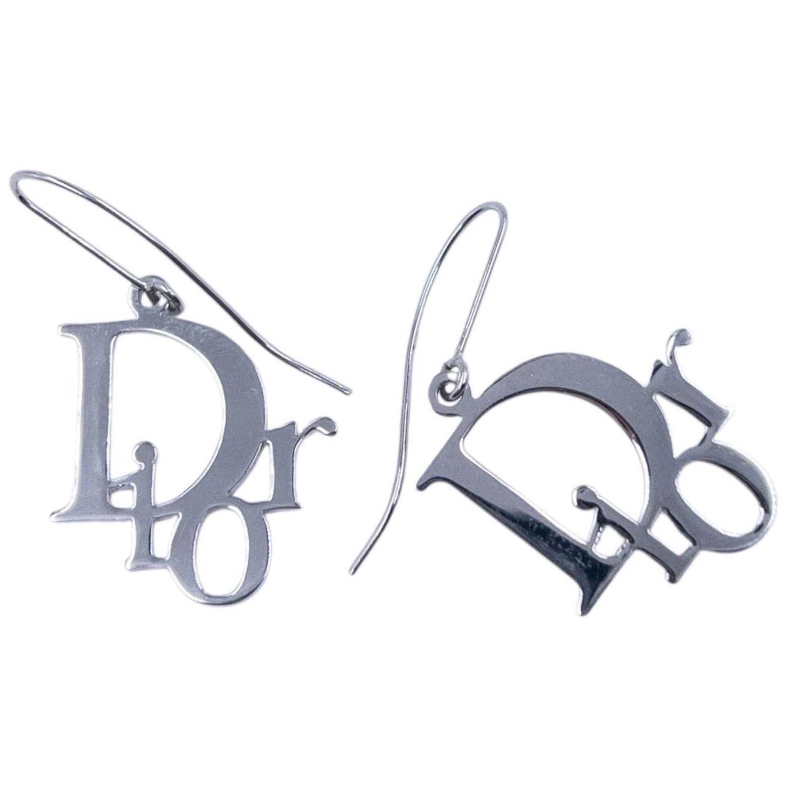 Dior Vintage 2000s Dior Silver Logo Earrings Size ONE SIZE - 1 Thumbnail