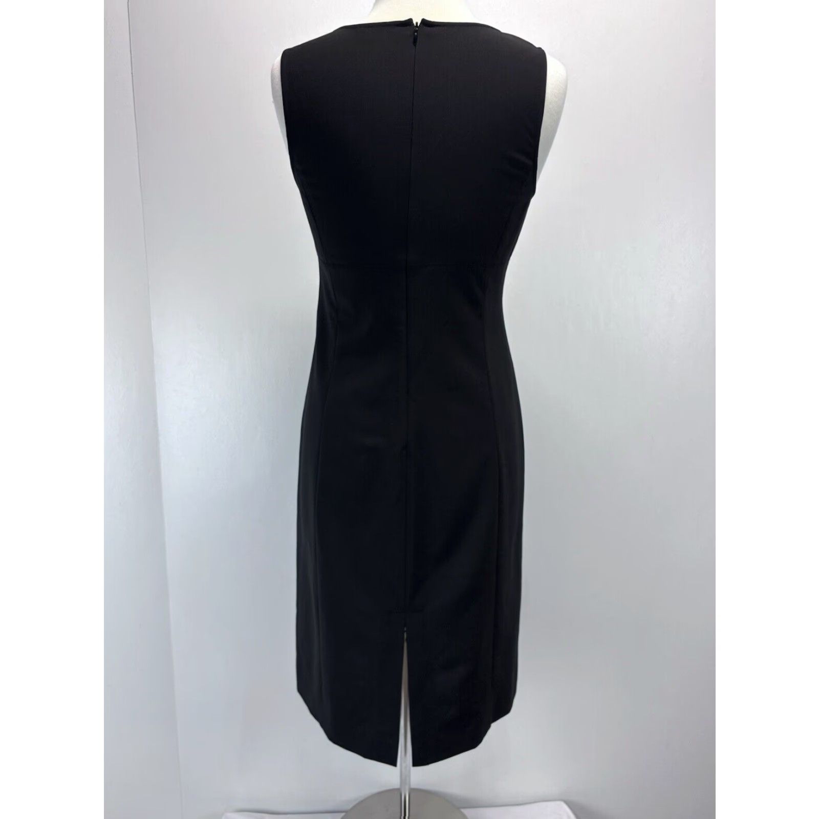 Theory Theory Women's Black Wool Blend Midi Sheath Dress, Size 12, Sleeveless Classic V-Neck, Business Party Wear Size XL / US 12-14 / IT 48-50 - 3 Thumbnail