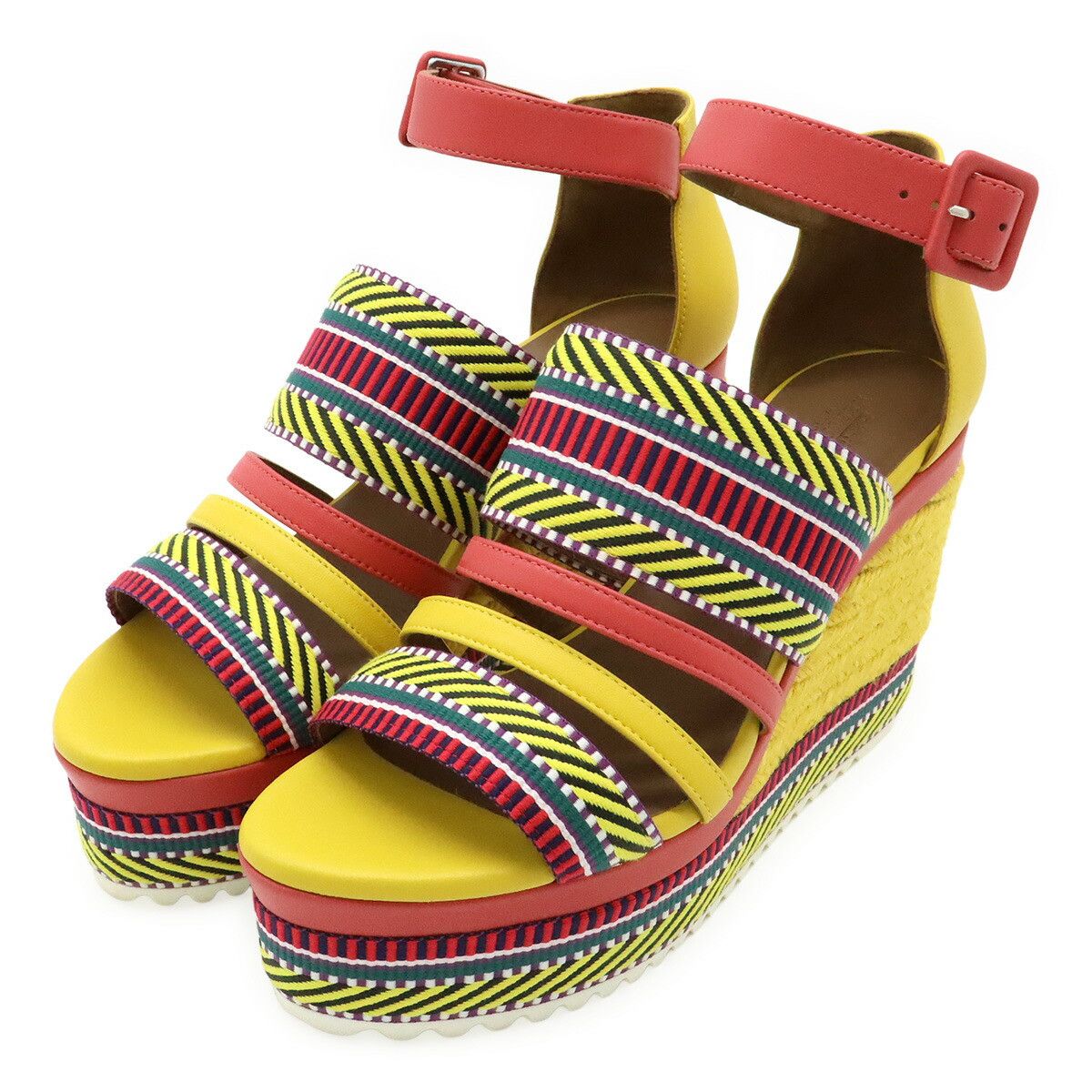 Hermes Hermes Hermes Ines Leather Wedge Sandals Leather Shoes Size ONE SIZE - 1 Thumbnail
