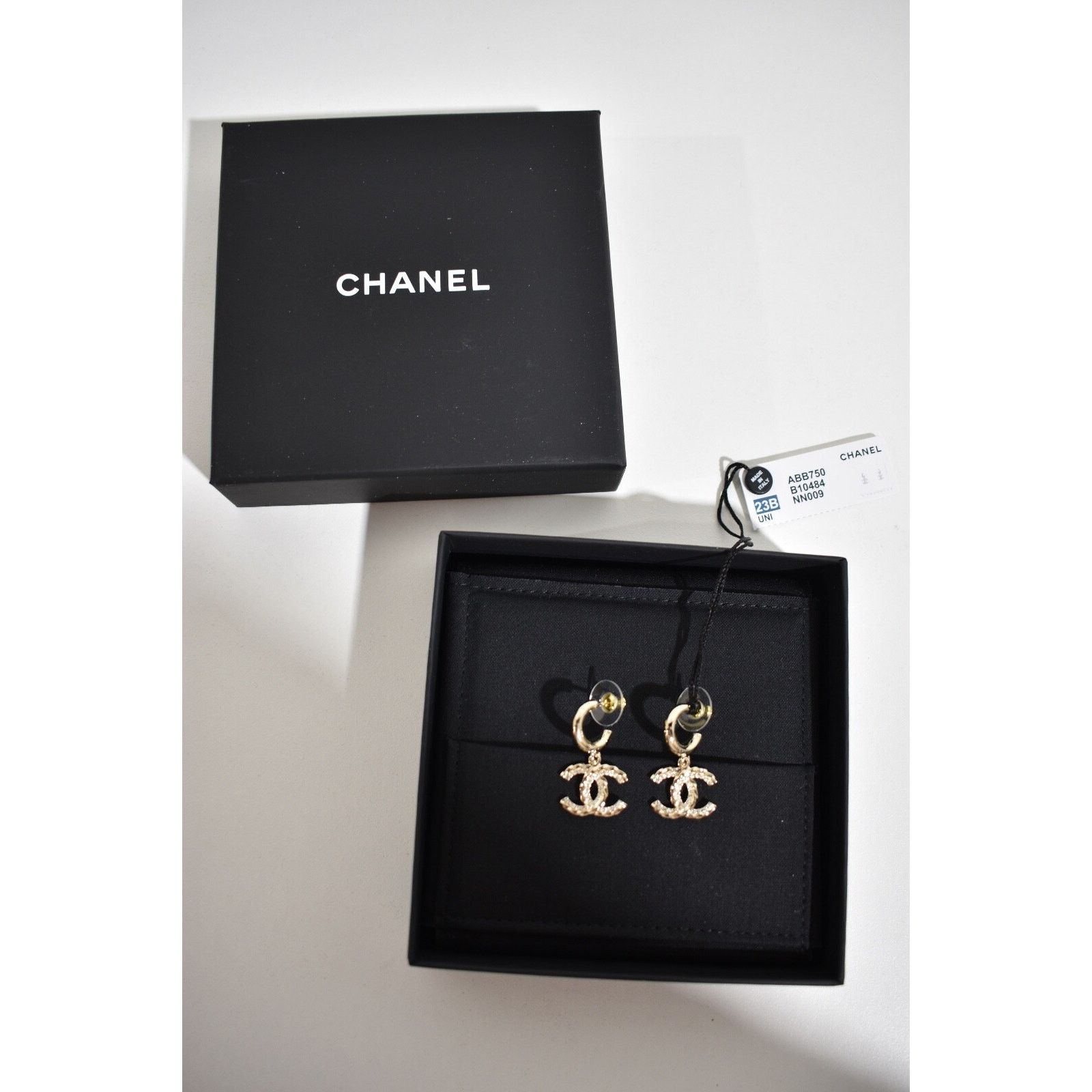 Chanel Chanel Gold Crystal Interlocking Statement Stud Earrings Size ONE SIZE - 2 Thumbnail