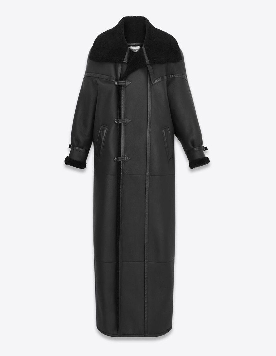 Saint Laurent Paris o1bcso1str1025 Long Duffle Coat In Lambskin in Black Size US M / EU 48-50 / 2 - 1 Thumbnail