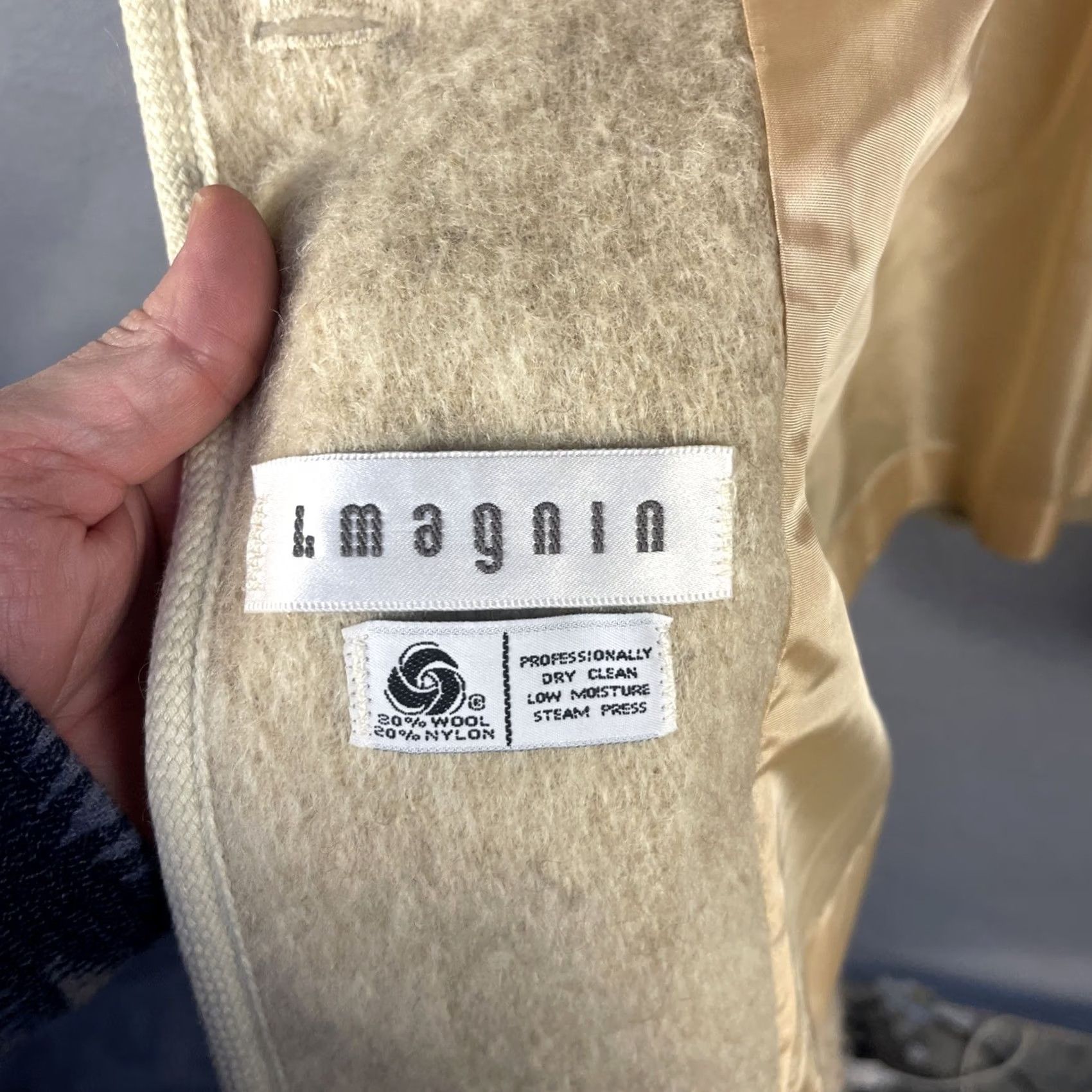 I. Magnin VINTAGE Womens Small Beige Wool Coat Pockets USA Made Size S / US 4 / IT 40 - 7 Thumbnail