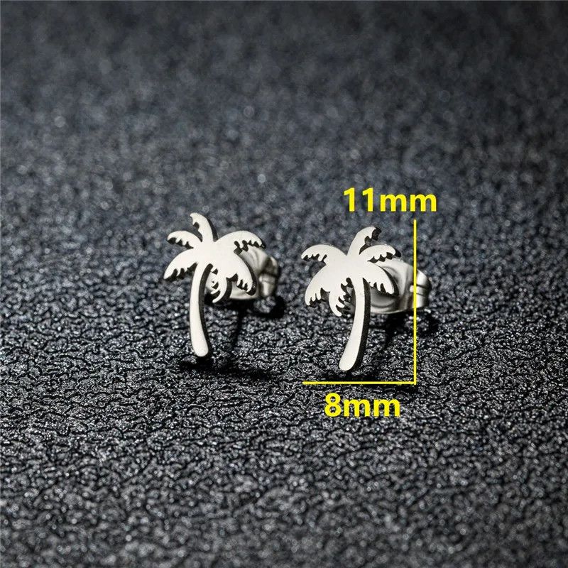 Jewelry Mini Coconut Tree Stud Earrings Charm Earring Gift Size ONE SIZE - 3 Thumbnail