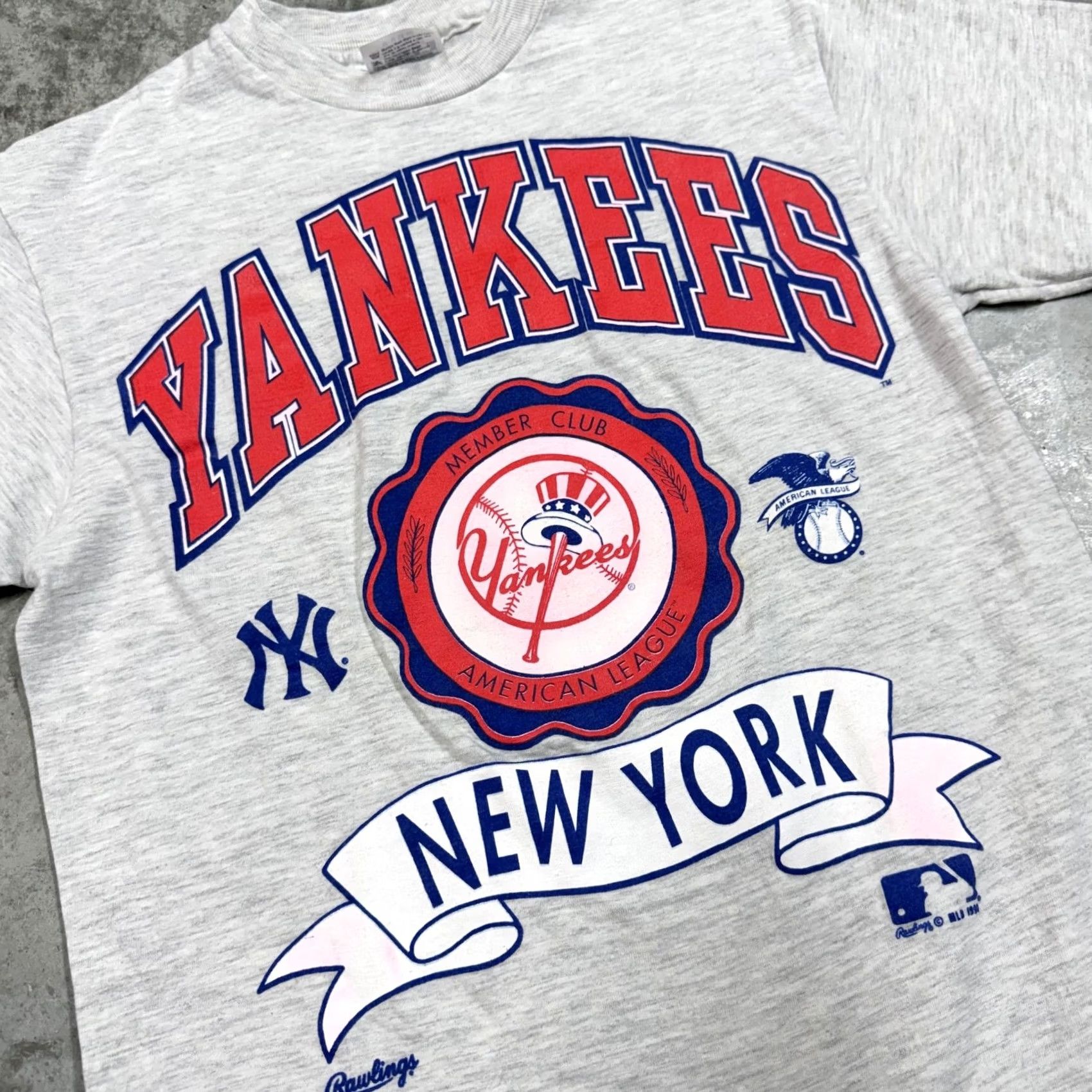 Hanes VINTAGE New York Yankees Shirt Mens M Gray Hanes MLB Graphic Tee 1991 Size US M / EU 48-50 / 2 - 2 Thumbnail