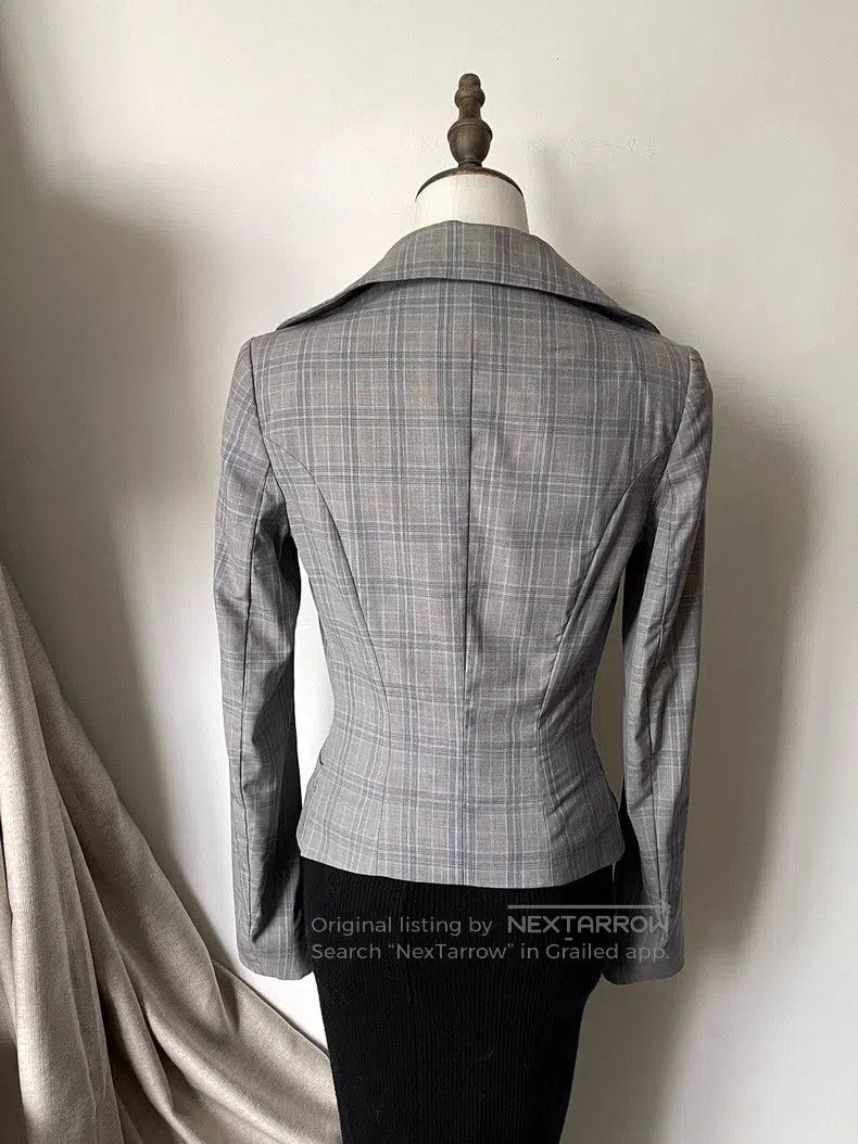Vivienne Westwood Vivienne Westwood Gray plaid heart-shaped collar blazer Size S / US 4 / IT 40 - 3 Thumbnail
