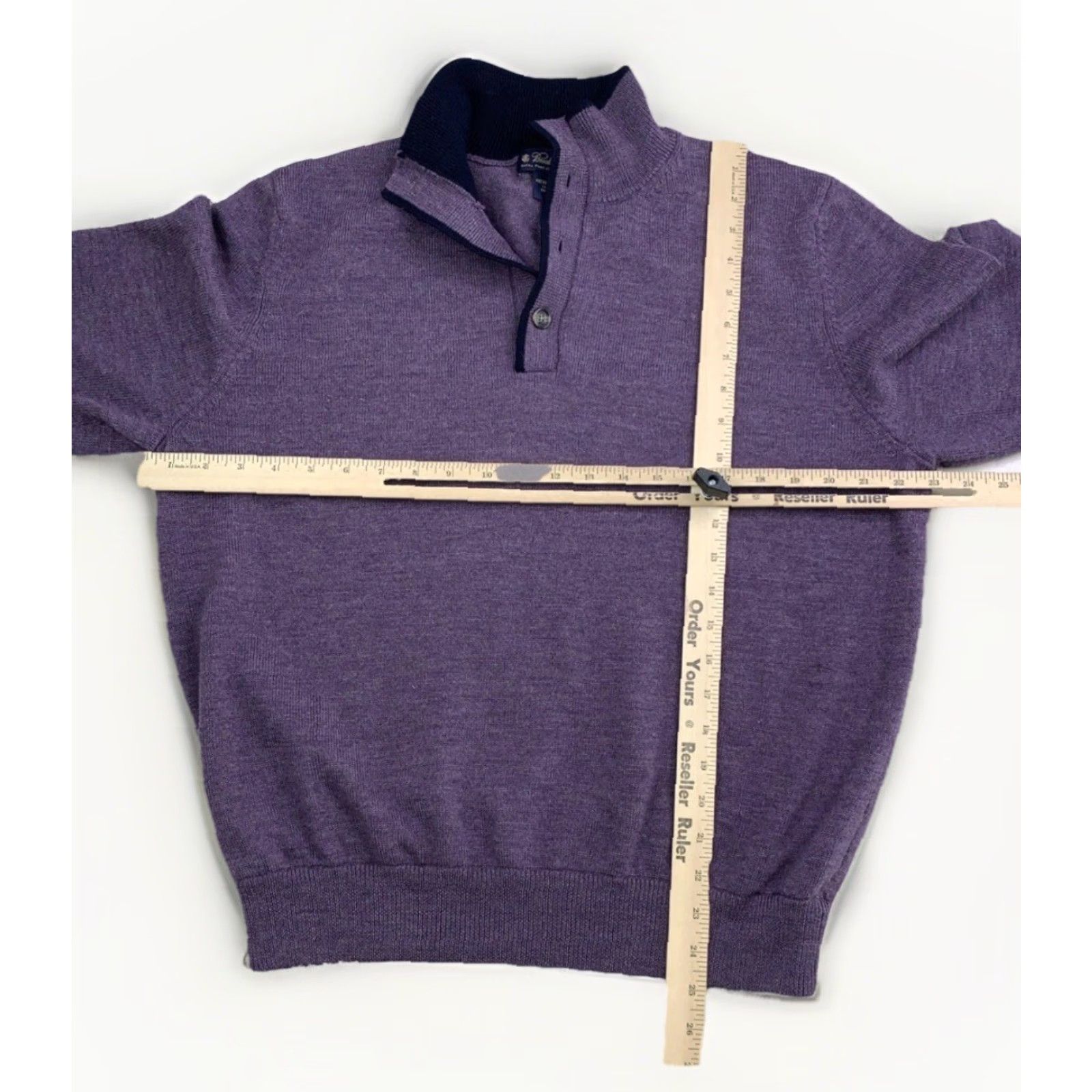 Brooks Brothers Brooks Brothers Extra Fine Merino Wool Purple Knit Quarter Button Men’s Sweater Size US L / EU 52-54 / 3 - 6 Thumbnail