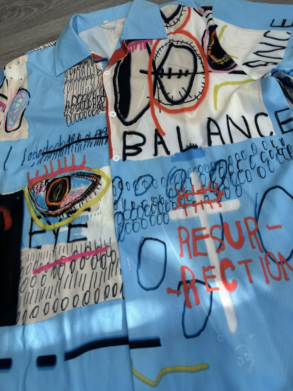 Other Graphic graffiti Short Sleeve Button Up Blue Medium Top Men Size US M / EU 48-50 / 2 - 2 Thumbnail