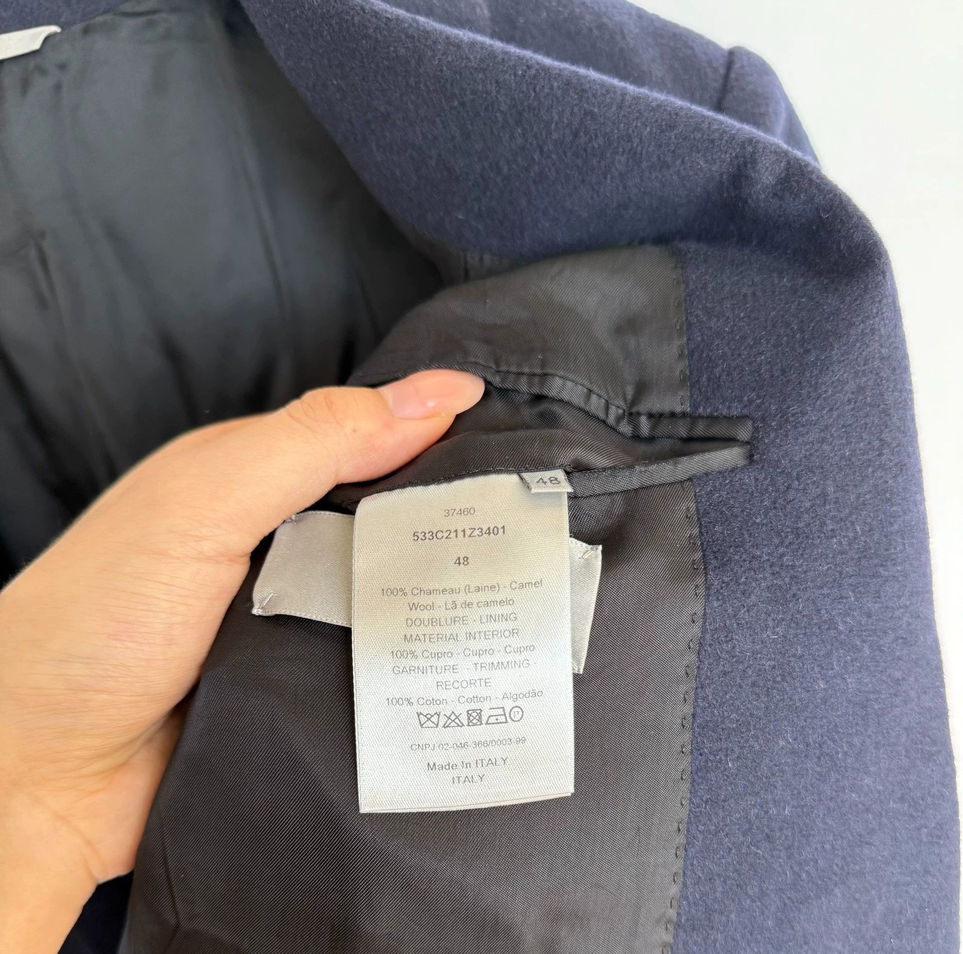 Dior Dior 100% Camel Hair Navy Blazer 48 Size 48S - 8 Thumbnail