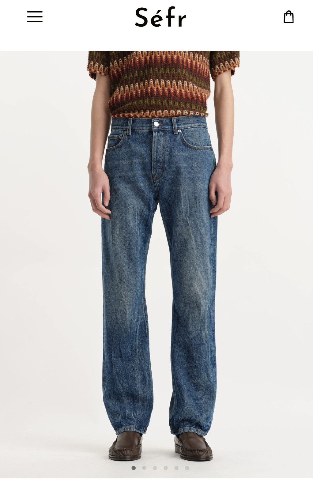 image of Sefr Straight Cut Jeans Blue Crease 32, Men's