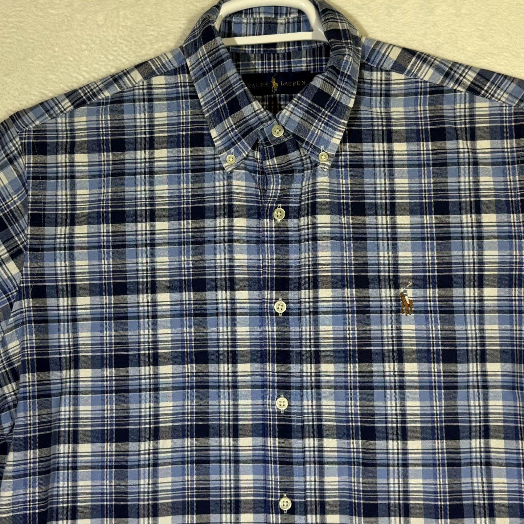 Ralph Lauren Ralph Lauren Shirt Mens Large Blue Plaid Button Down Short Sleeve Polo Pony Size US L / EU 52-54 / 3 - 5 Thumbnail