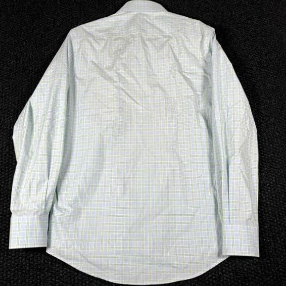 Vintage Twillory Mens Dress Shirt Blue Green Plaid Non-Iron Twill 16 Slim Button Collar Barrels Cuff Mens Size 16 Size 42R - 4 Thumbnail