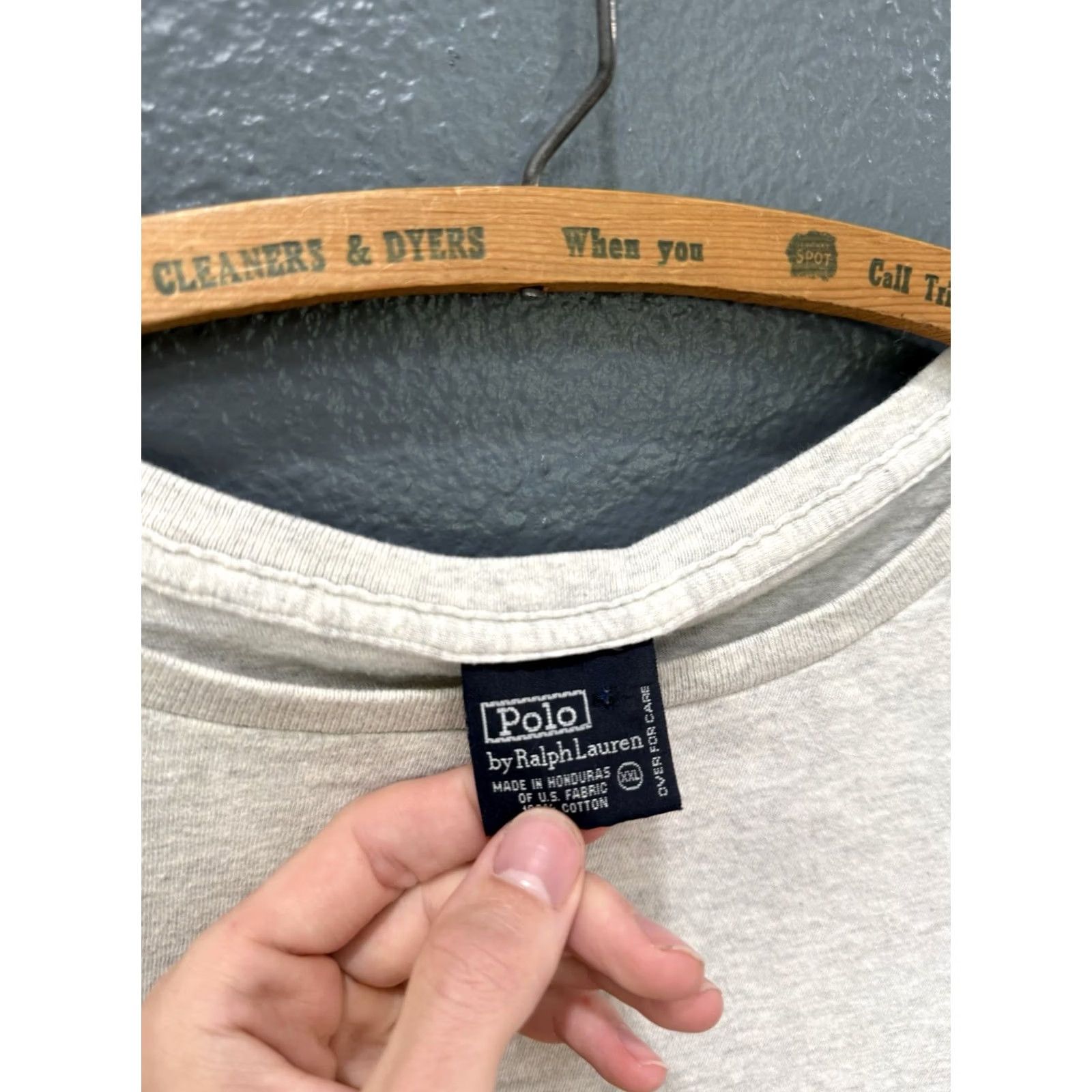 Ralph Lauren VINTAGE 90s Polo Ralph Lauren Gray Cotton Pocket Tee 2XL Shirt Mens Boys Size US XXL / EU 58 / 5 - 2 Thumbnail