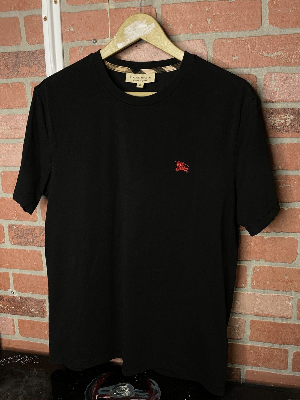 Burberry Logo Black T-Shirt Men’s Preowned Size Medium