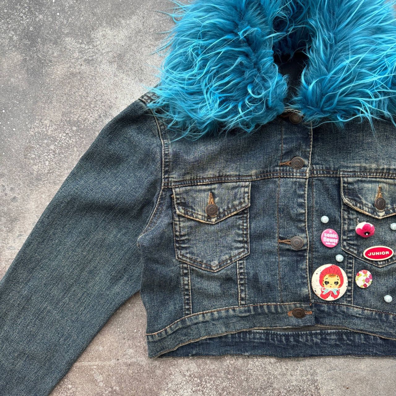 If Six Was Nine Cyber Y2K Rhinestones Gothic Vintage Cropped Jacket Size S / US 4 / IT 40 - 8 Thumbnail