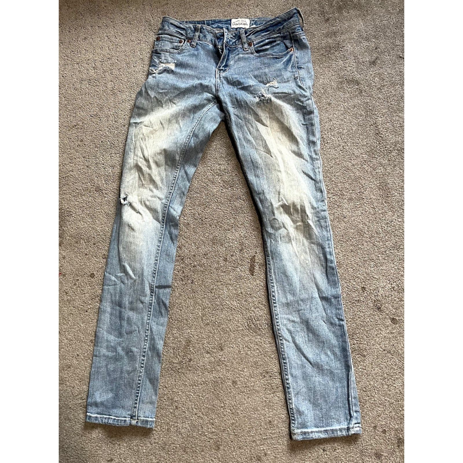 Vintage Aeropostale Jeans Womens 1/2 Reg Blue Distressed Bayla Skinny Low Rise Denim Size 25" / US 0 / IT 36 - 3 Thumbnail
