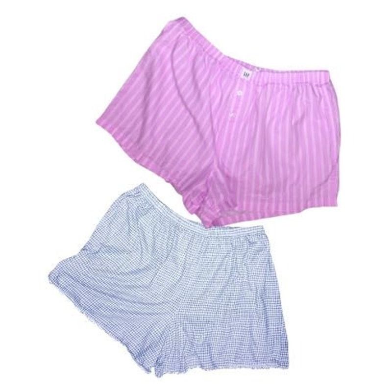 American Eagle Outfitters Plaid Checked Checker Stripe Boxer Shorts Pink/Blue Large/XL Size 40" / US 18 - 1 Thumbnail