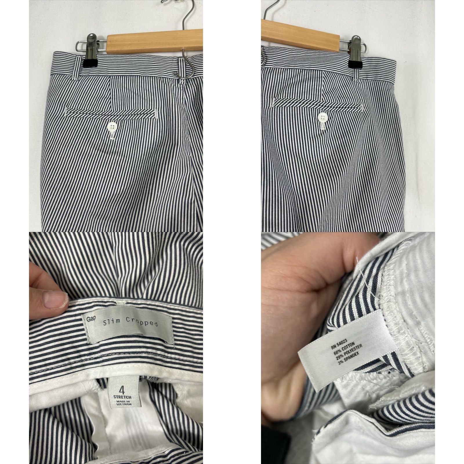 Gap Gap Pants Slim Cropped Women's 4 Multicolor Blue White Pinstripe 32x27 Cotton Straight Inseam 27 In. Size 27" / US 4 / IT 40 - 9 Thumbnail