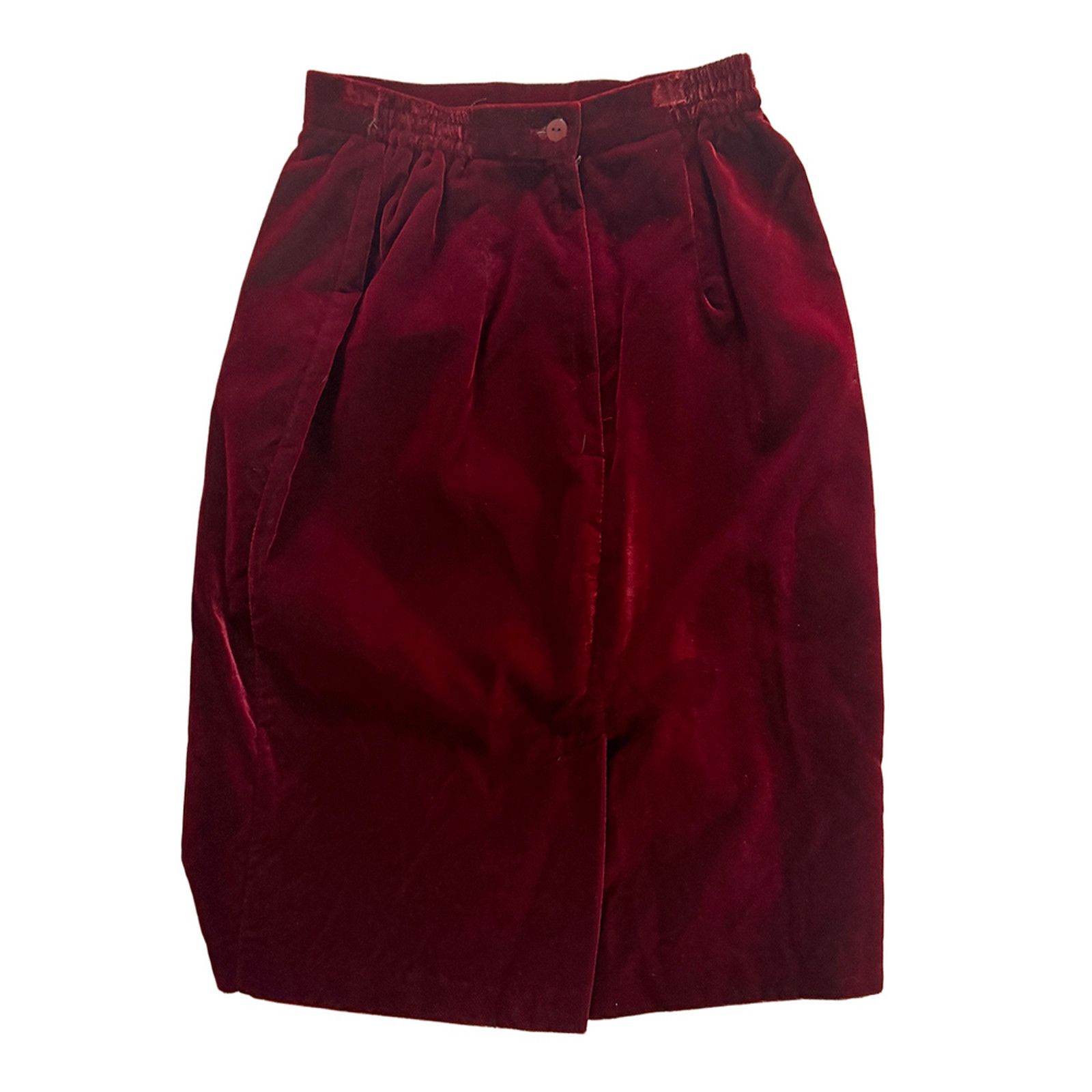 Other 90s Vintage velvet burgundy wine red pencil skirt Size 27" / US 4 / IT 40 - 3 Thumbnail