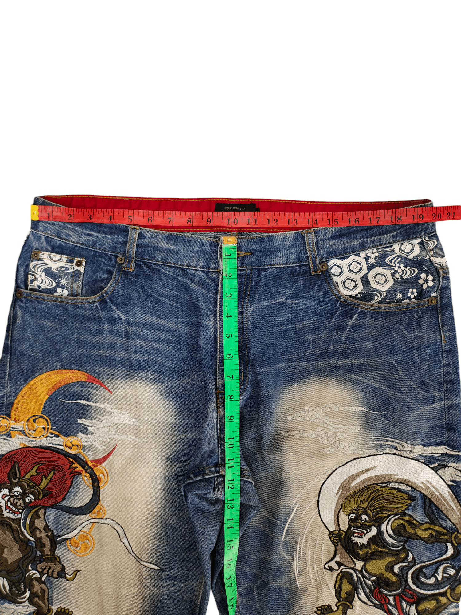 Karakuri Tamashii Fugutaiten Raijin And Fujin Embroidered Jeans Karakuri Y2k Size US 40 / EU 56 - 8 Thumbnail