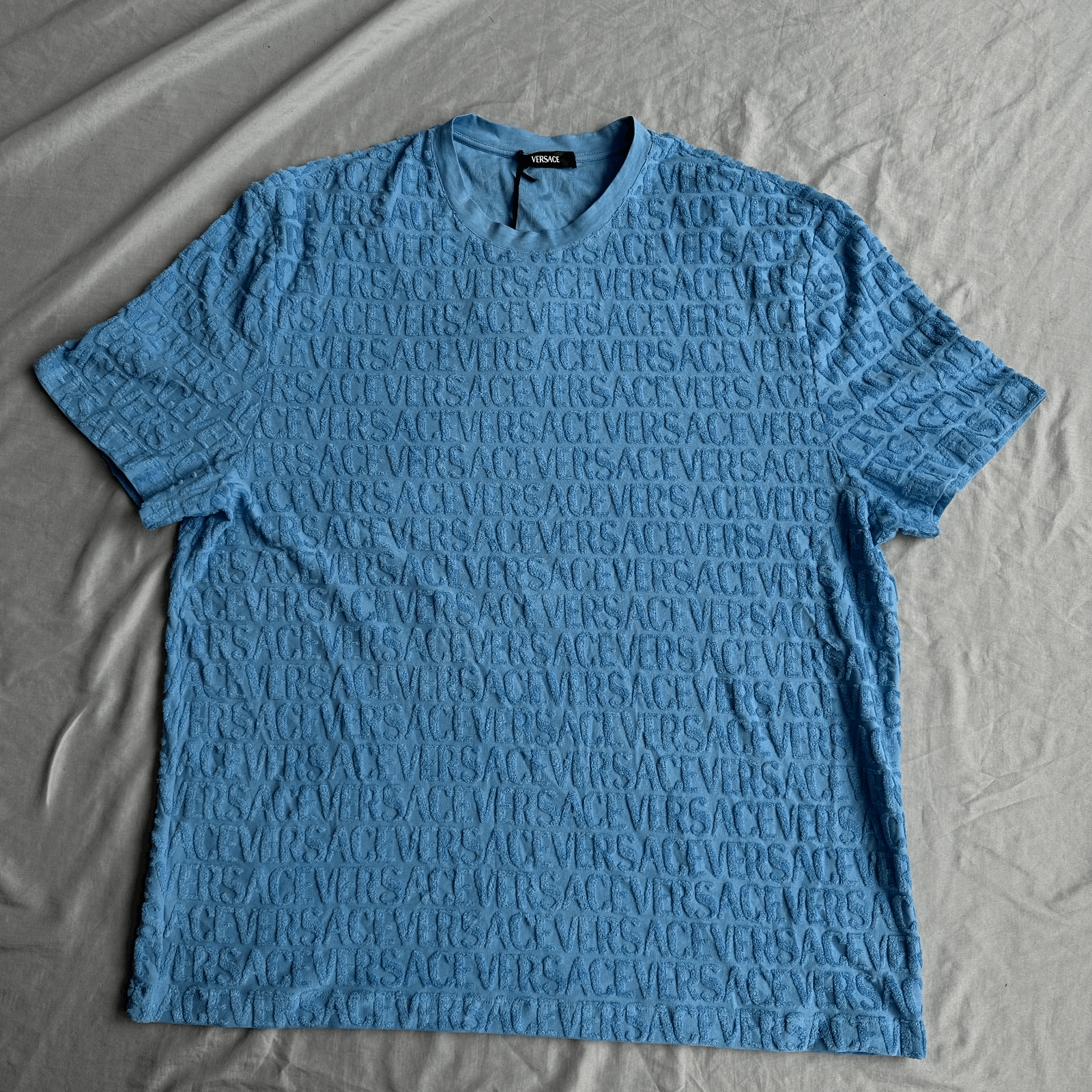 Versace Versace Blue Towel Sirt With All Over Print Size 2Xl Retail Size US XXL / EU 58 / 5 - 1 Thumbnail