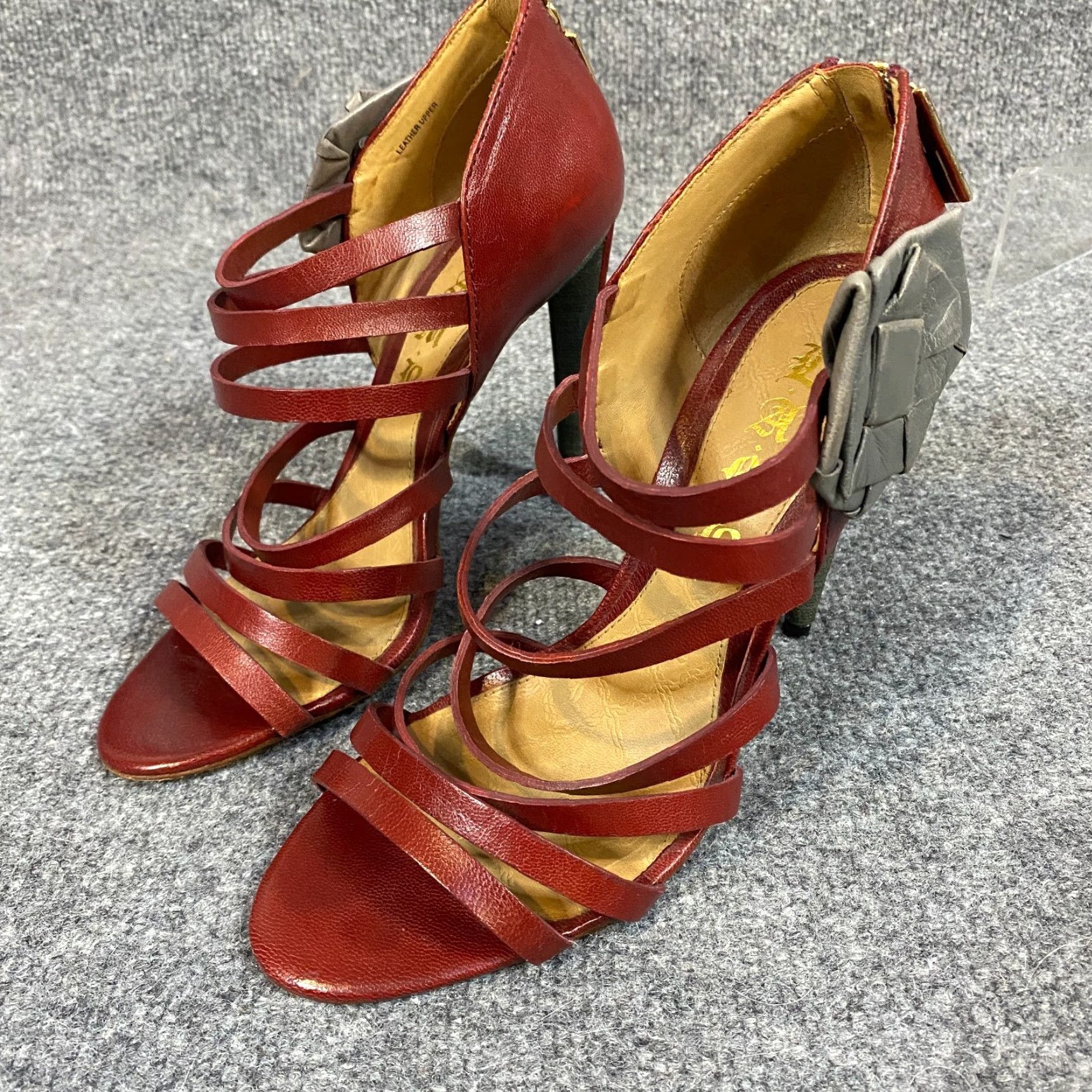 L.A.M.B. L.A.M.B. Womens Pumps 8M Red Stiletto Heels Leather Open Toe Pump Womens Size US 8 / IT 38 - 2 Thumbnail