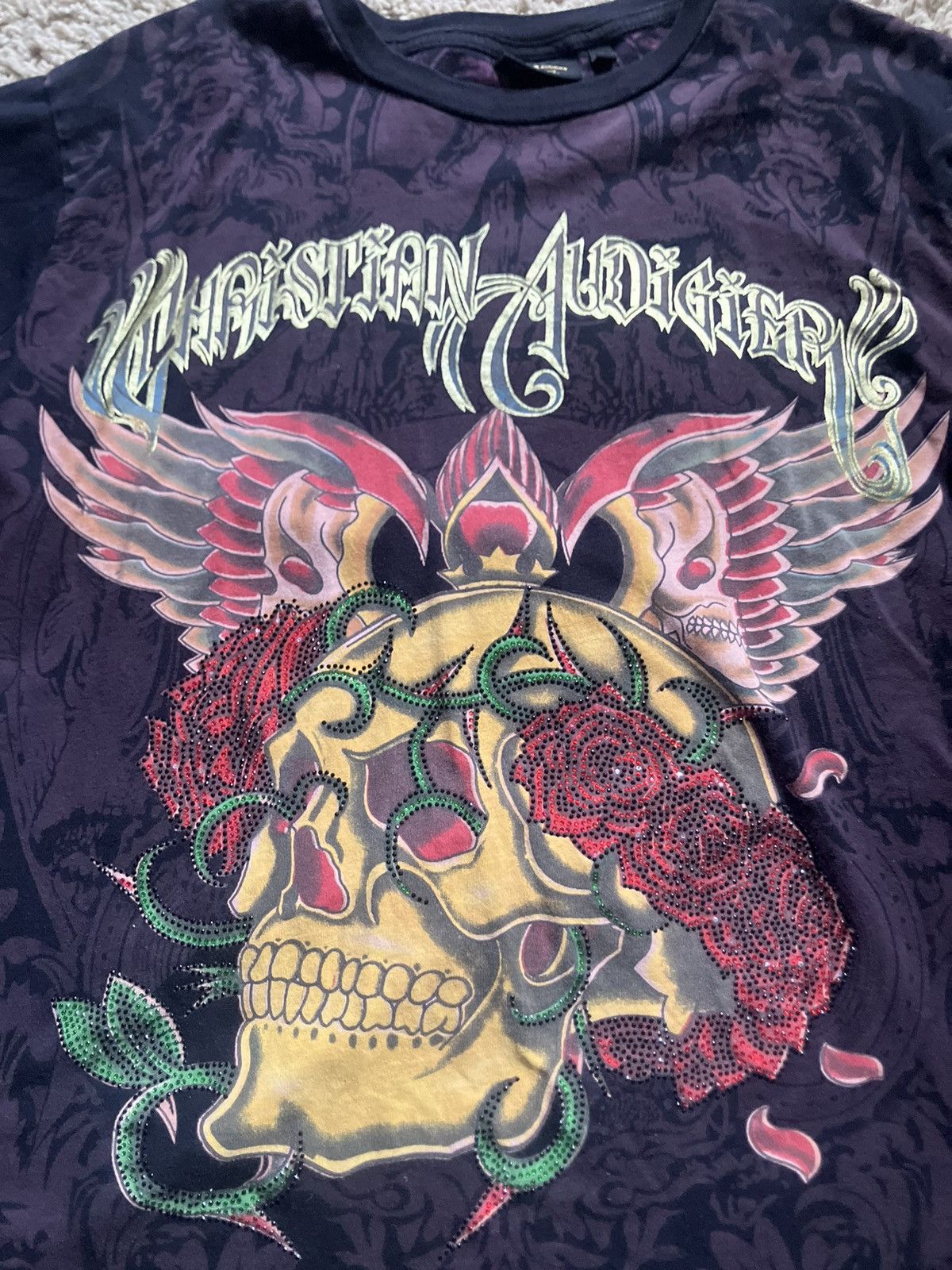 Christian Audigier Gothic Christian Audiger T Shirt Size US XXL / EU 58 / 5 - 2 Thumbnail