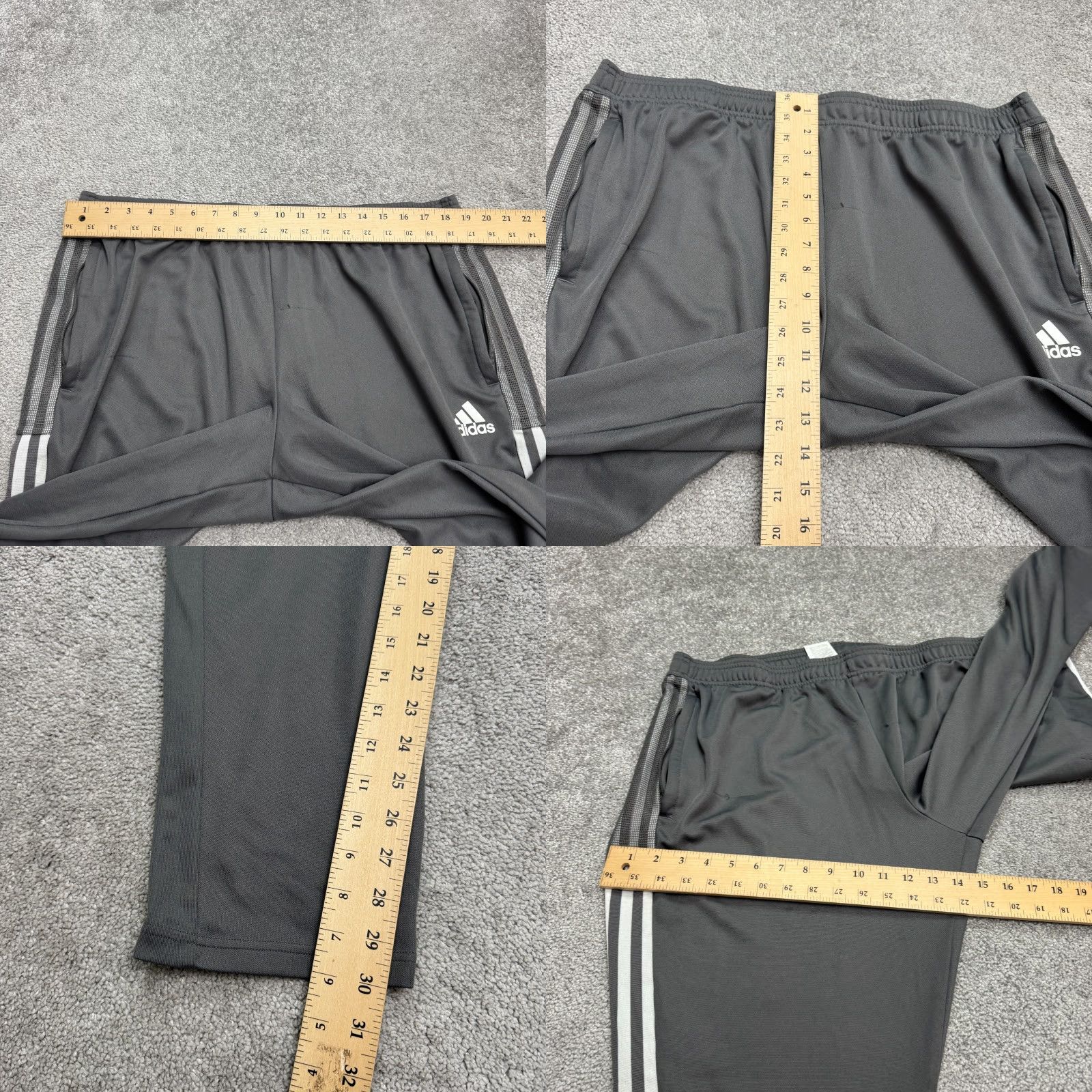 Adidas Adidas Aeroready Primegreen Track Pants Mens 2XL Gray White 3-Striped Activewear Size US 39 - 10 Thumbnail