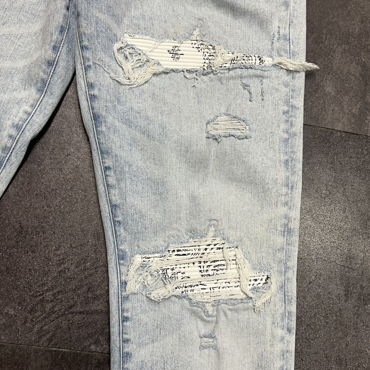 Amiri Amiri MX1 White Cracked Leather Patch Jeans Clay Indigo Size US 36 / EU 52 - 3 Thumbnail
