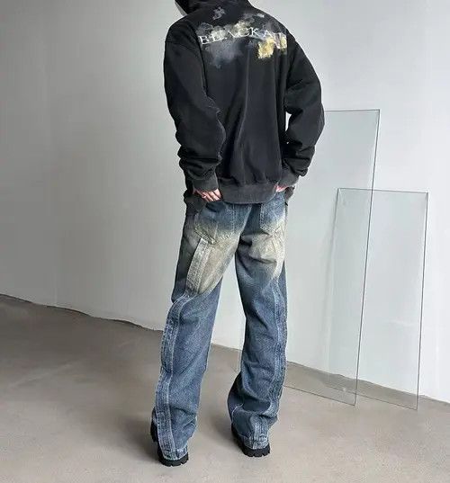 Jean Vintage washed distressed patchwork rare jeans Size US 34 / EU 50 - 6 Thumbnail
